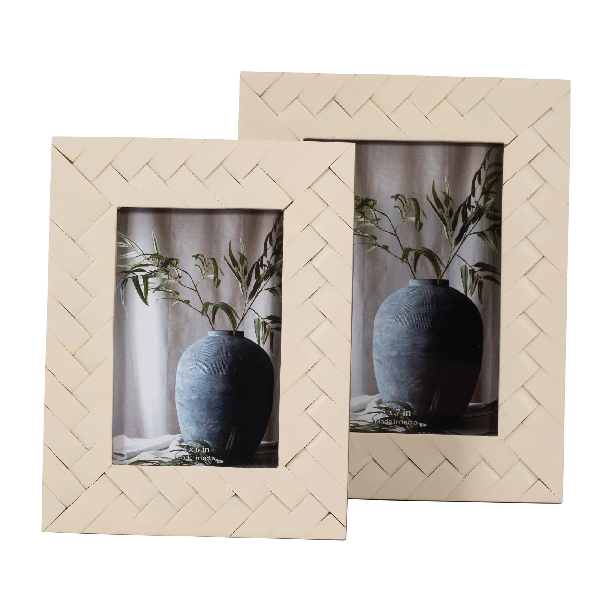 Resin, 5x7 Woven Photo Frame, Ivory - Image 6