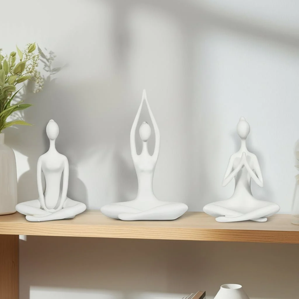 Resin, S/3 10"h Yoga Ladies, Wht - Image 10