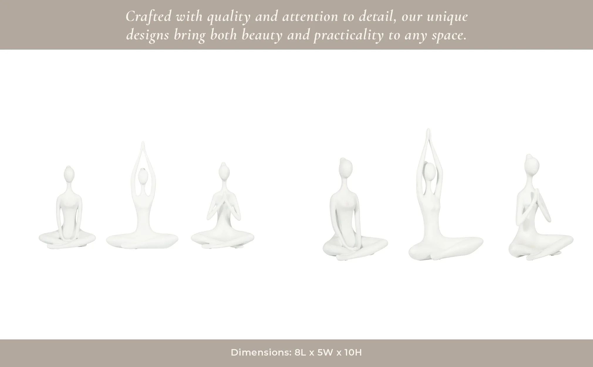 Resin, S/3 10"h Yoga Ladies, Wht - Image 12