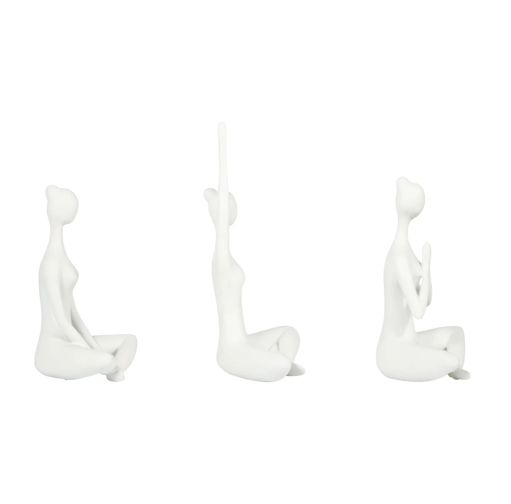 Resin, S/3 10"h Yoga Ladies, Wht - Image 3