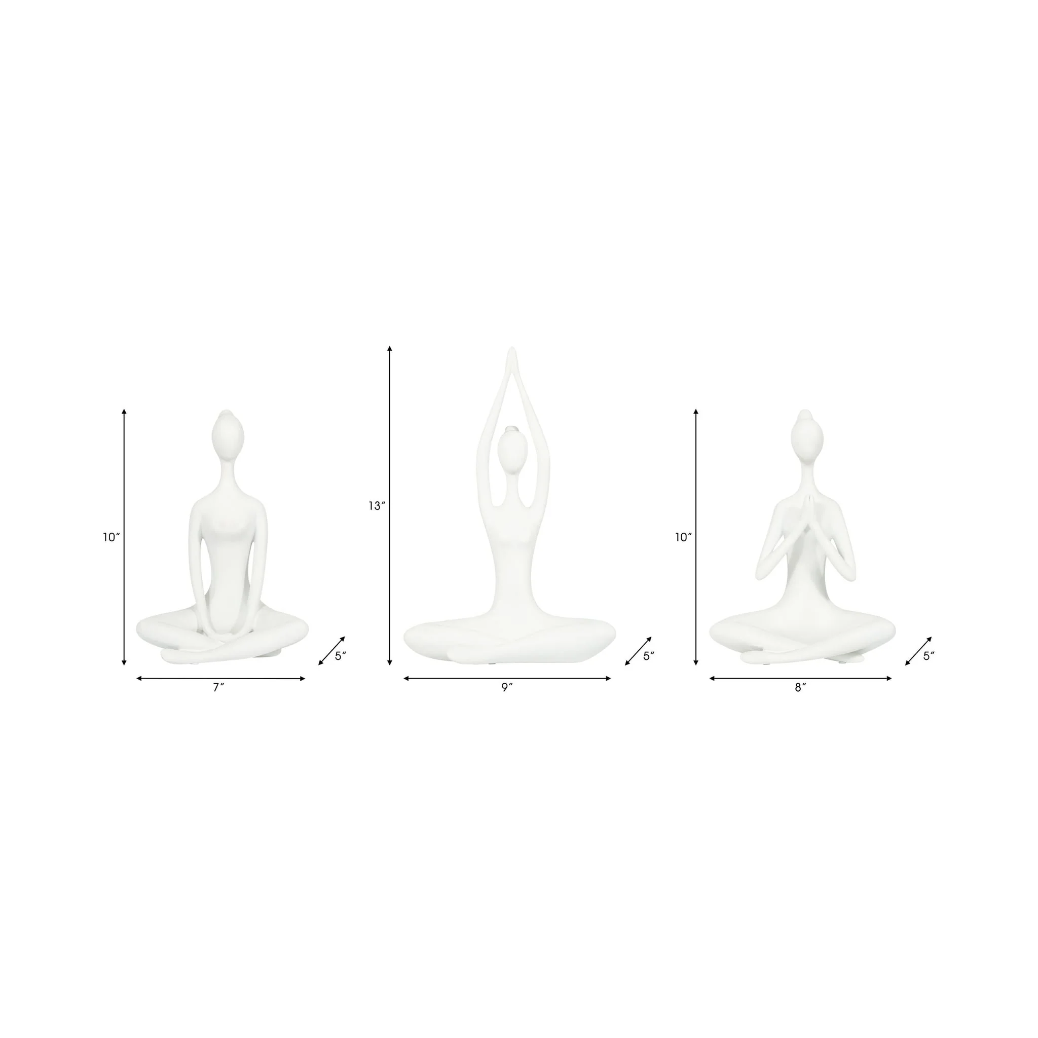 Resin, S/3 10"h Yoga Ladies, Wht - Image 8