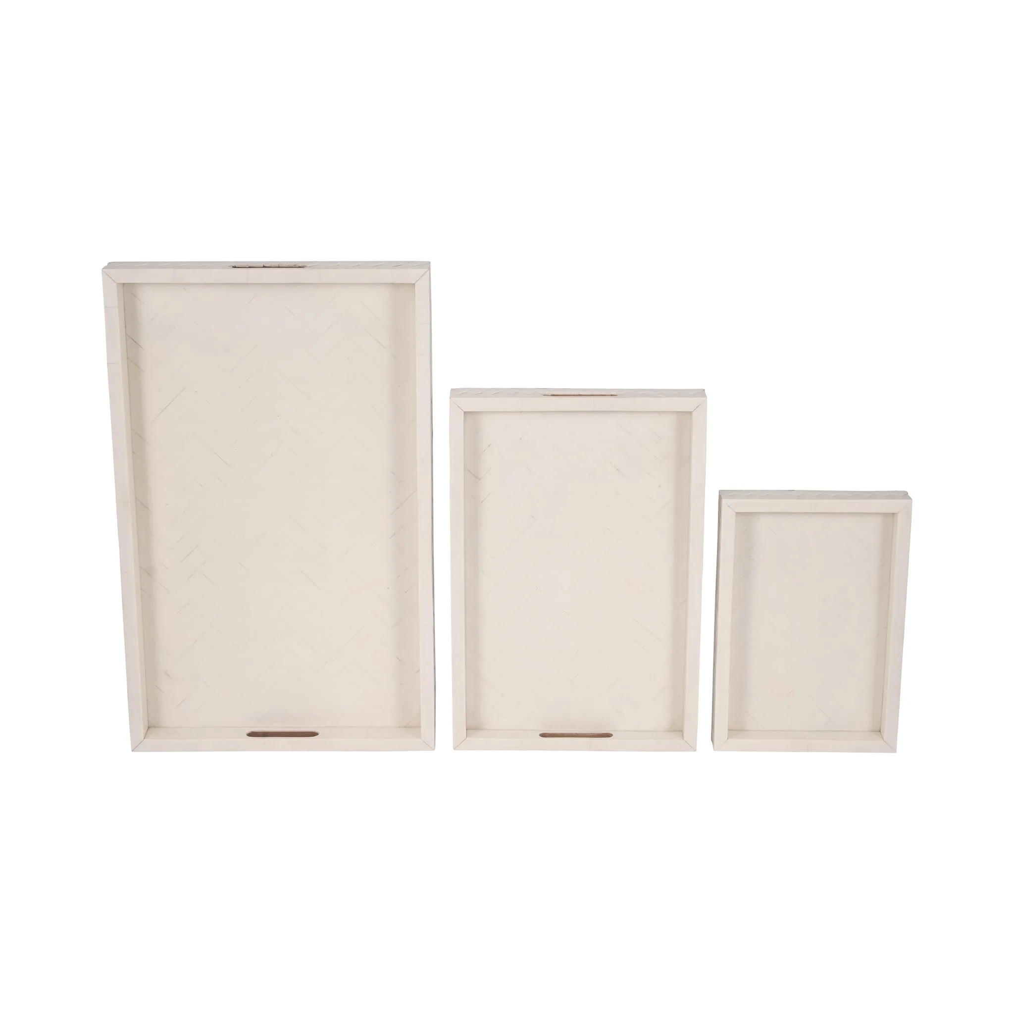 Resin, S/3 13/18/24 Woven Trays, Ivory - Image 6