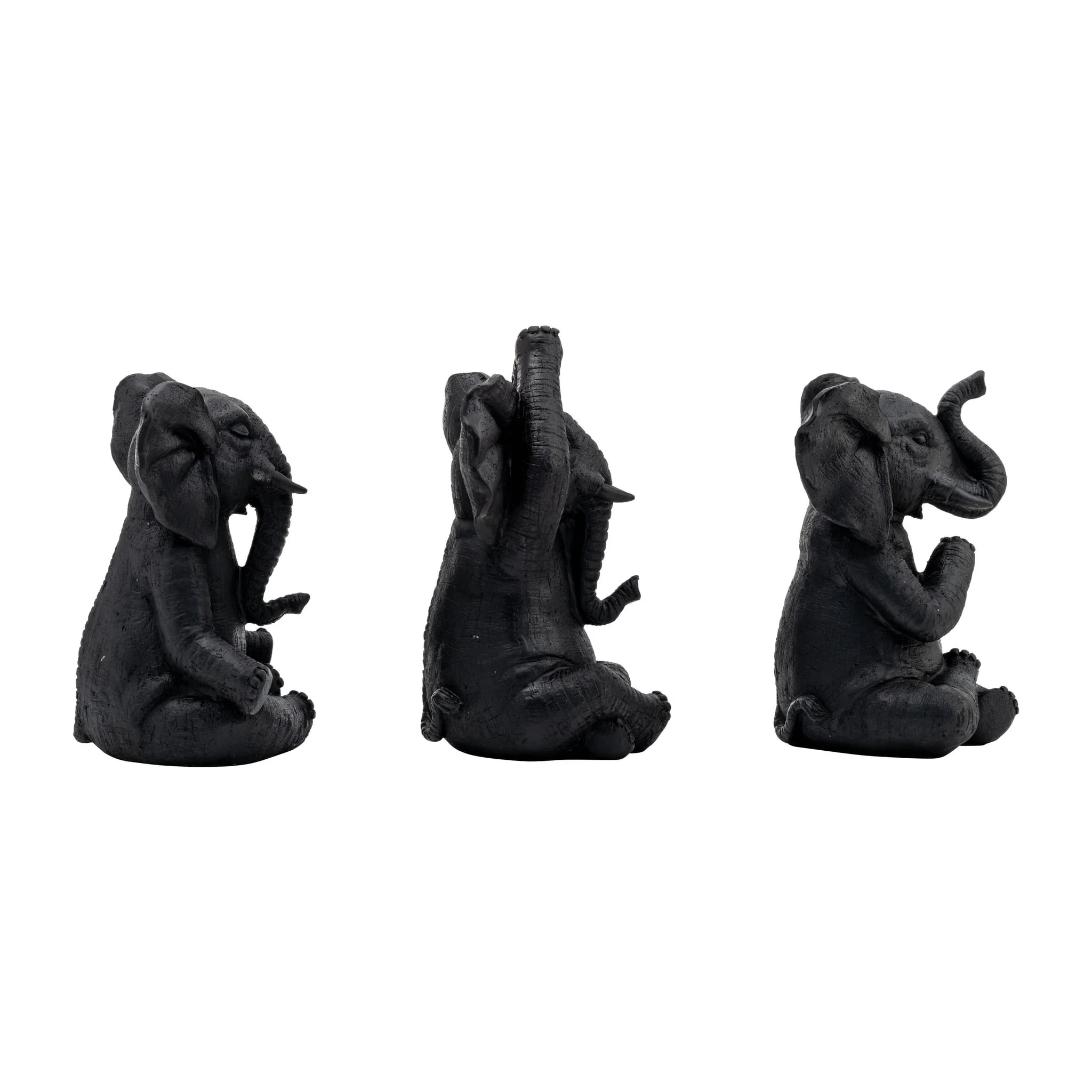 Resin, S/3, 8"h, Yoga Elephants, Blk - Image 3