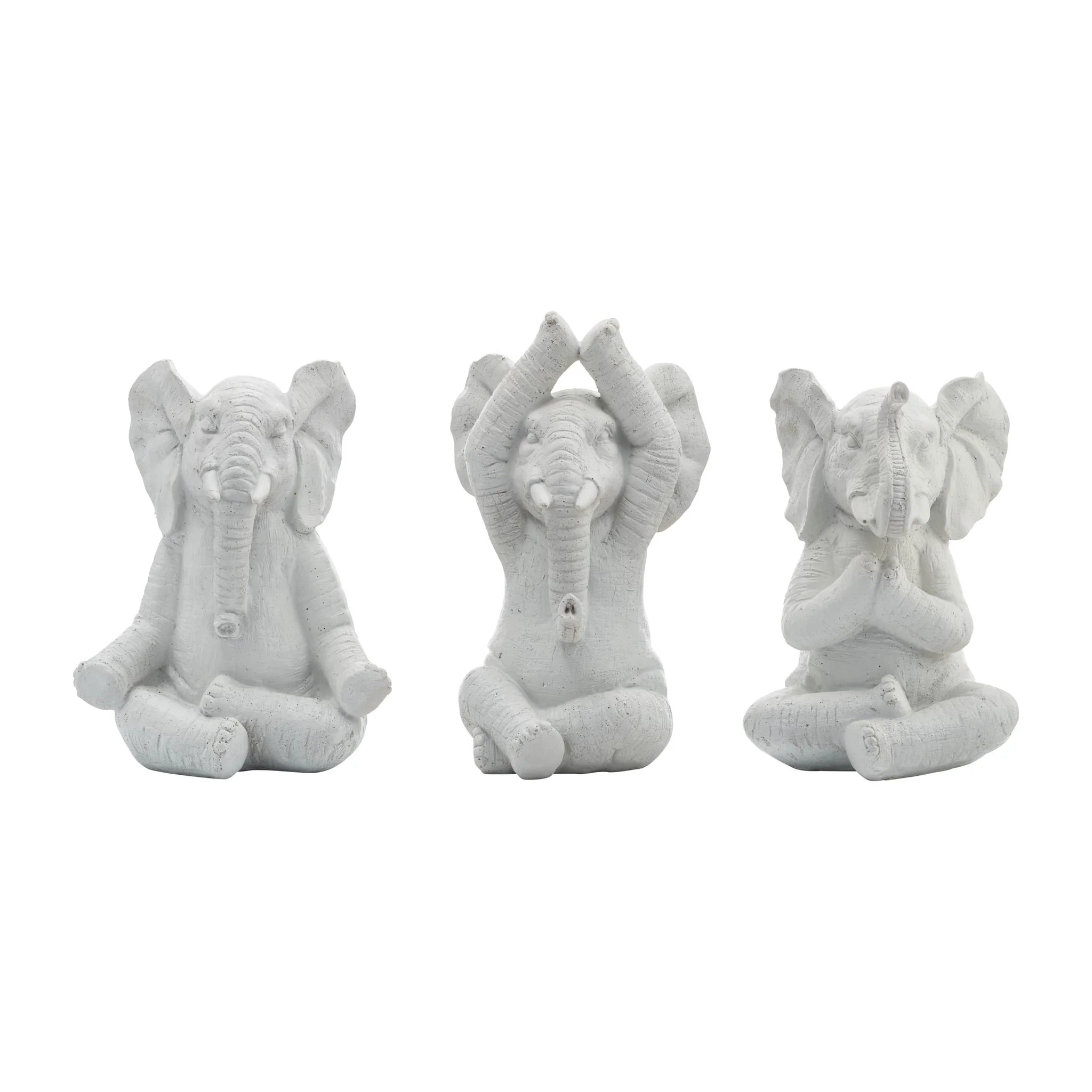 Resin, S/3, 8"h, Yoga Elephants, Wt - Image 2