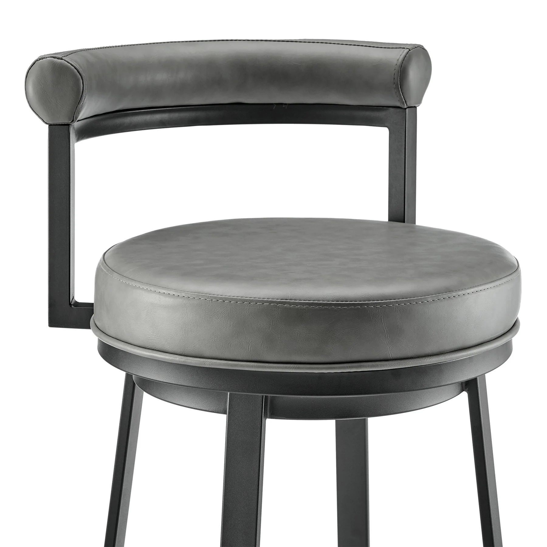 Reuben Swivel Counter or Bar Stool in Black Finish with Gray Faux Leather - Image 6