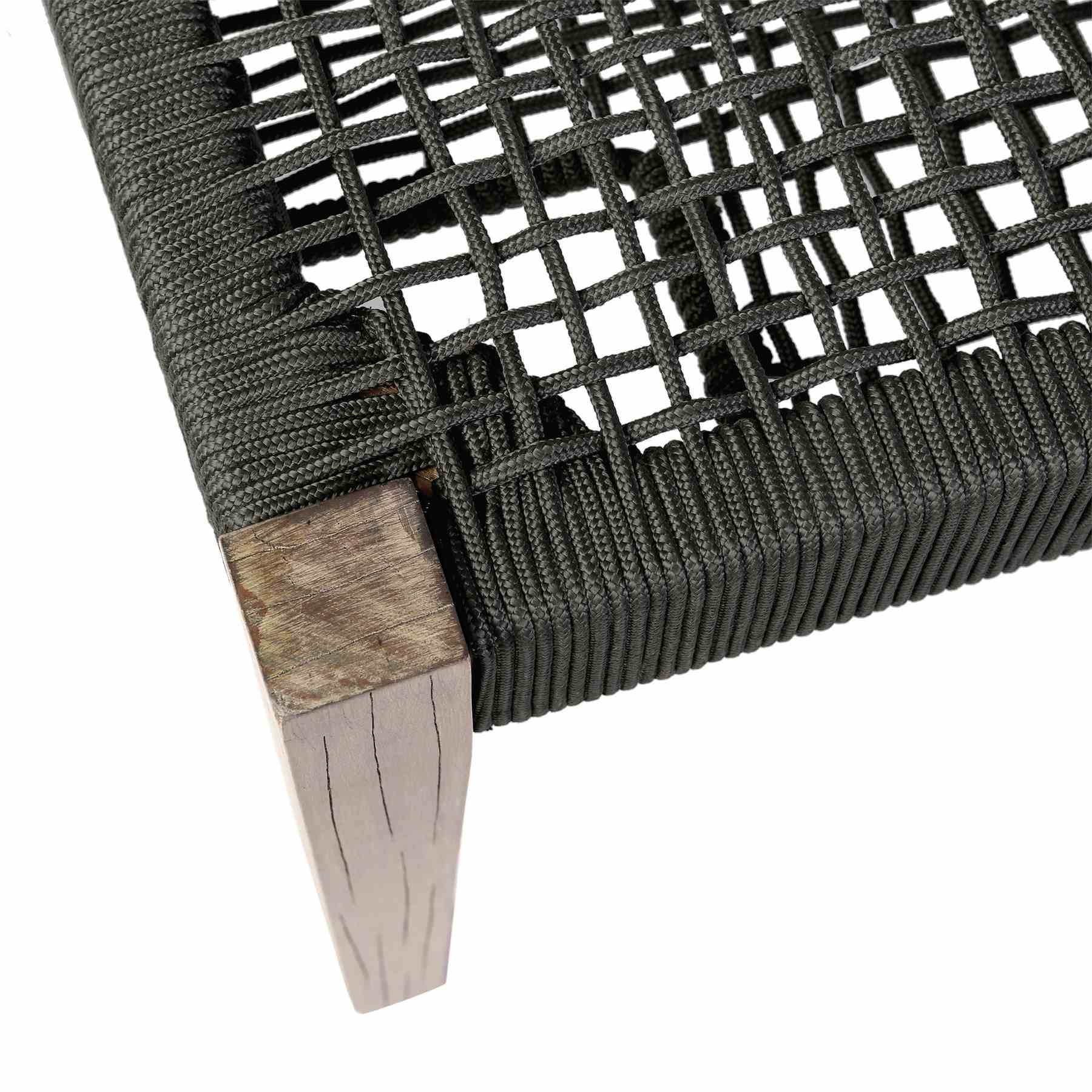 Rhett Indoor Outdoor Dining Bench in Eucalyptus Wood and Charcoal Rope - Image 4