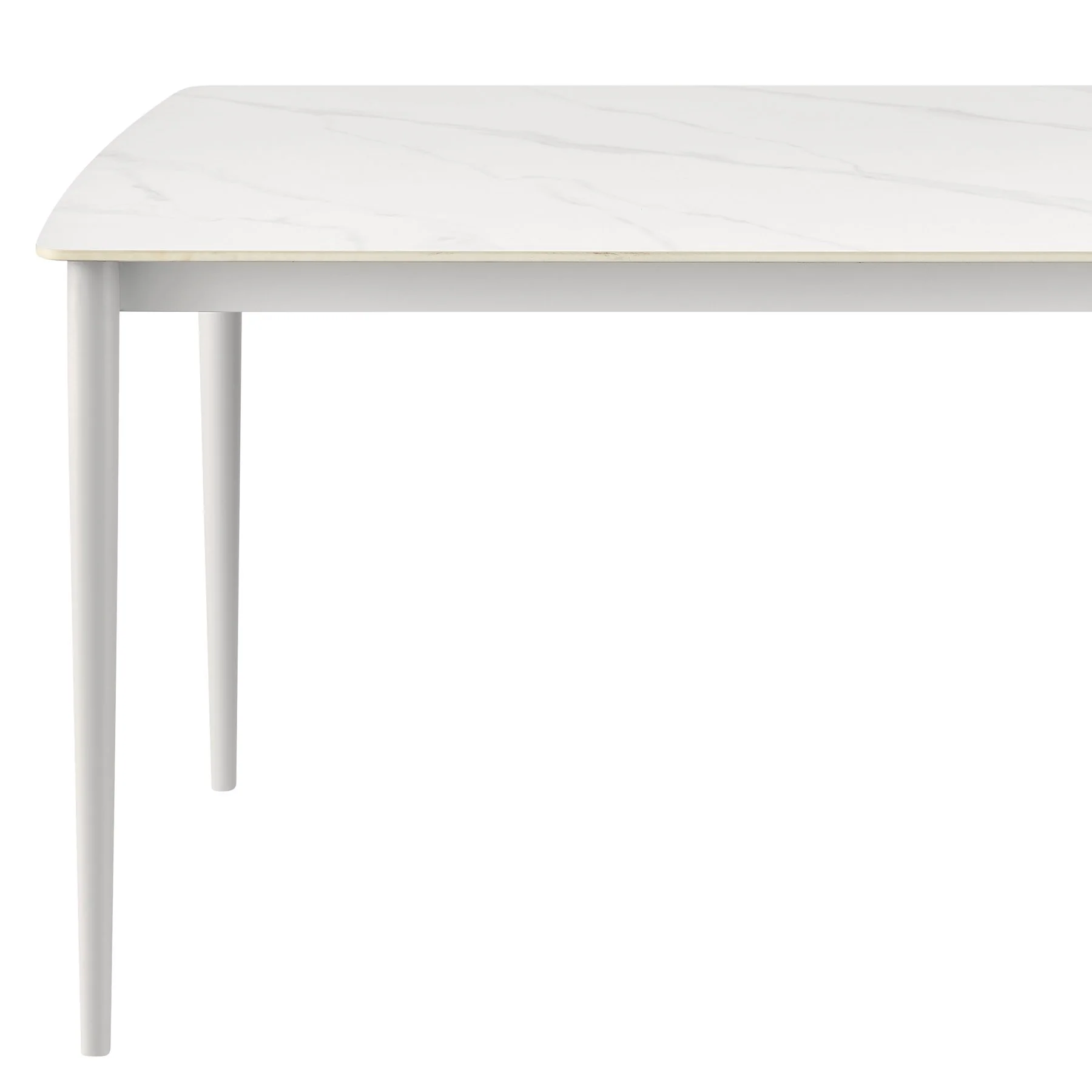Rhodes Outdoor Patio Rectangular Dining Table in Snowy Sintered Stone and Porcelain Finish - Image 3
