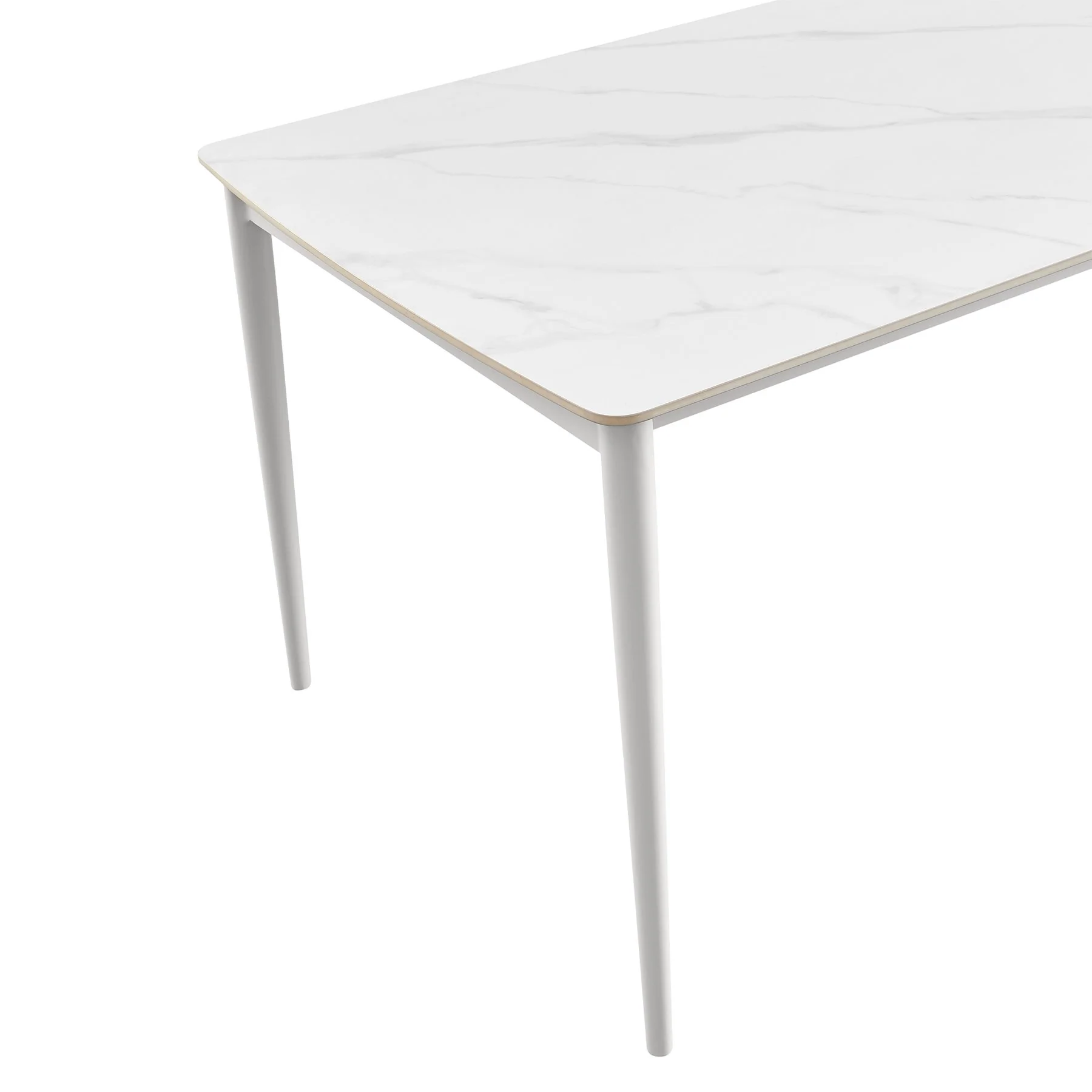 Rhodes Outdoor Patio Rectangular Dining Table in Snowy Sintered Stone and Porcelain Finish - Image 4