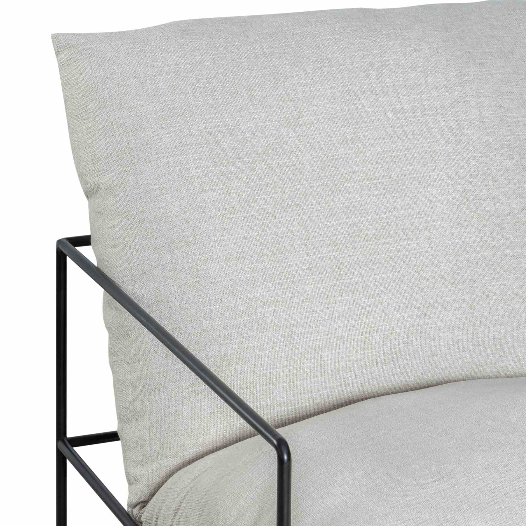Rogan Accent Chair in Soft Oat Fabric with Black Metal Finish - Image 5