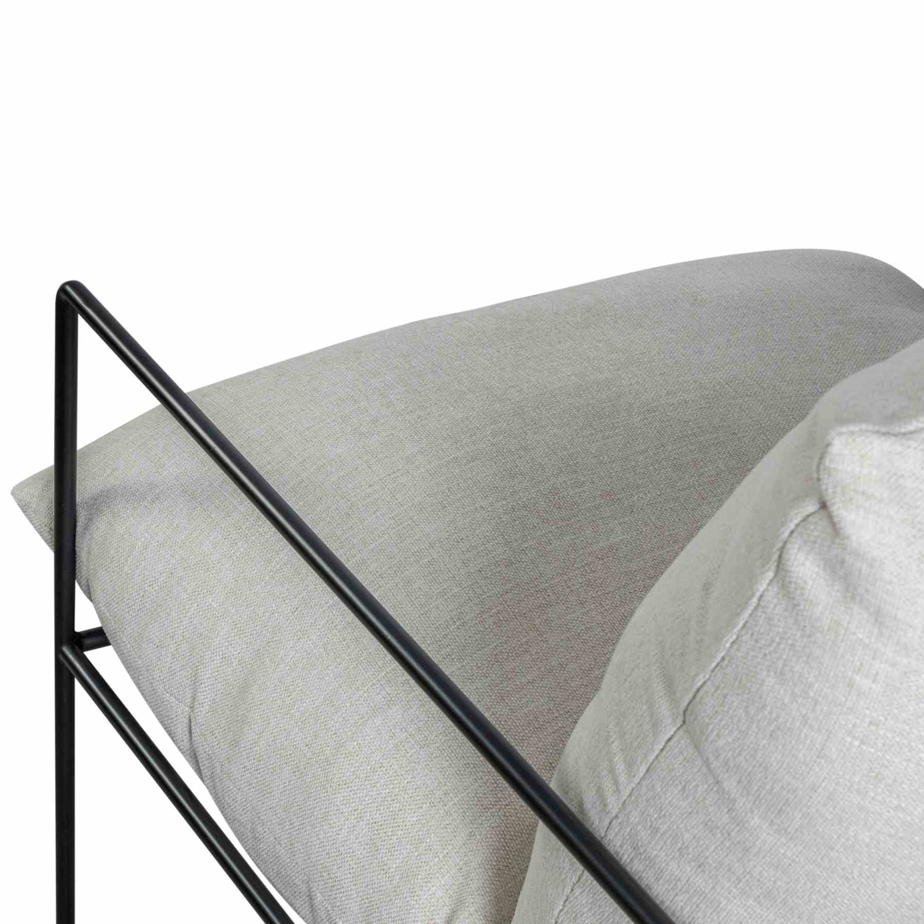 Rogan Accent Chair in Soft Oat Fabric with Black Metal Finish - Image 6