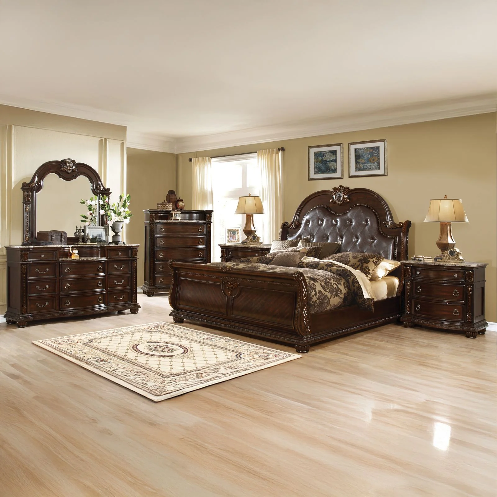 Roma 5 Pc King Bed Dark Walnut - Image 20