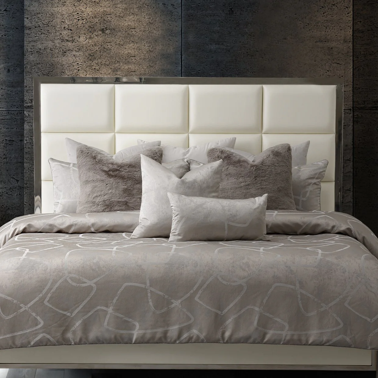 Roma II 10-Piece King Comforter Set - Platinum - Image 2