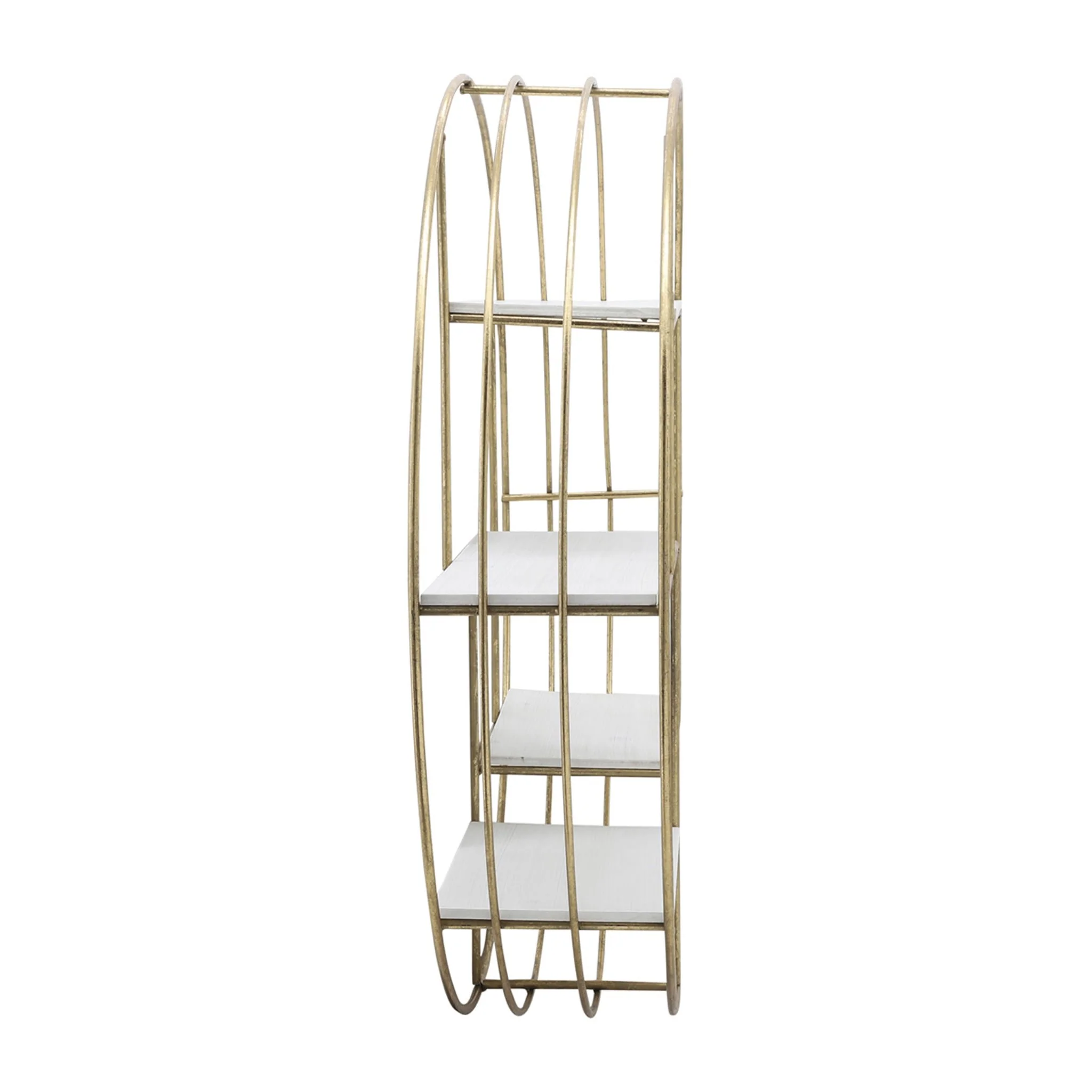 Round 32" Wood/metal Wallshelf, Gold - Image 3