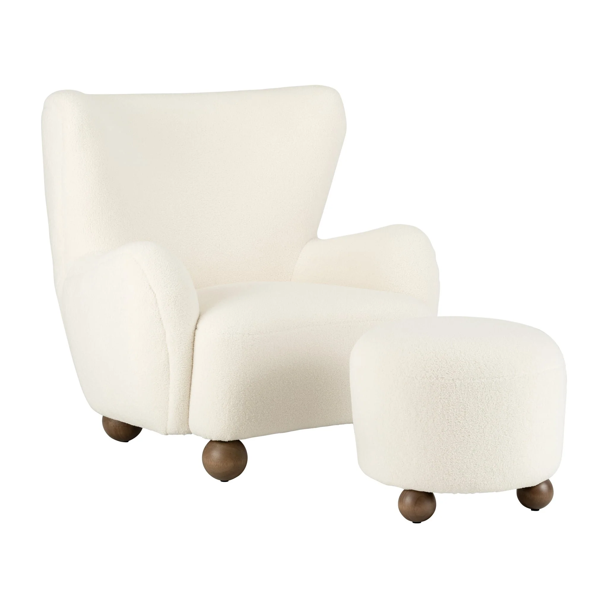 Round Ottoman W/ Ball Feet, Beige - Image 7