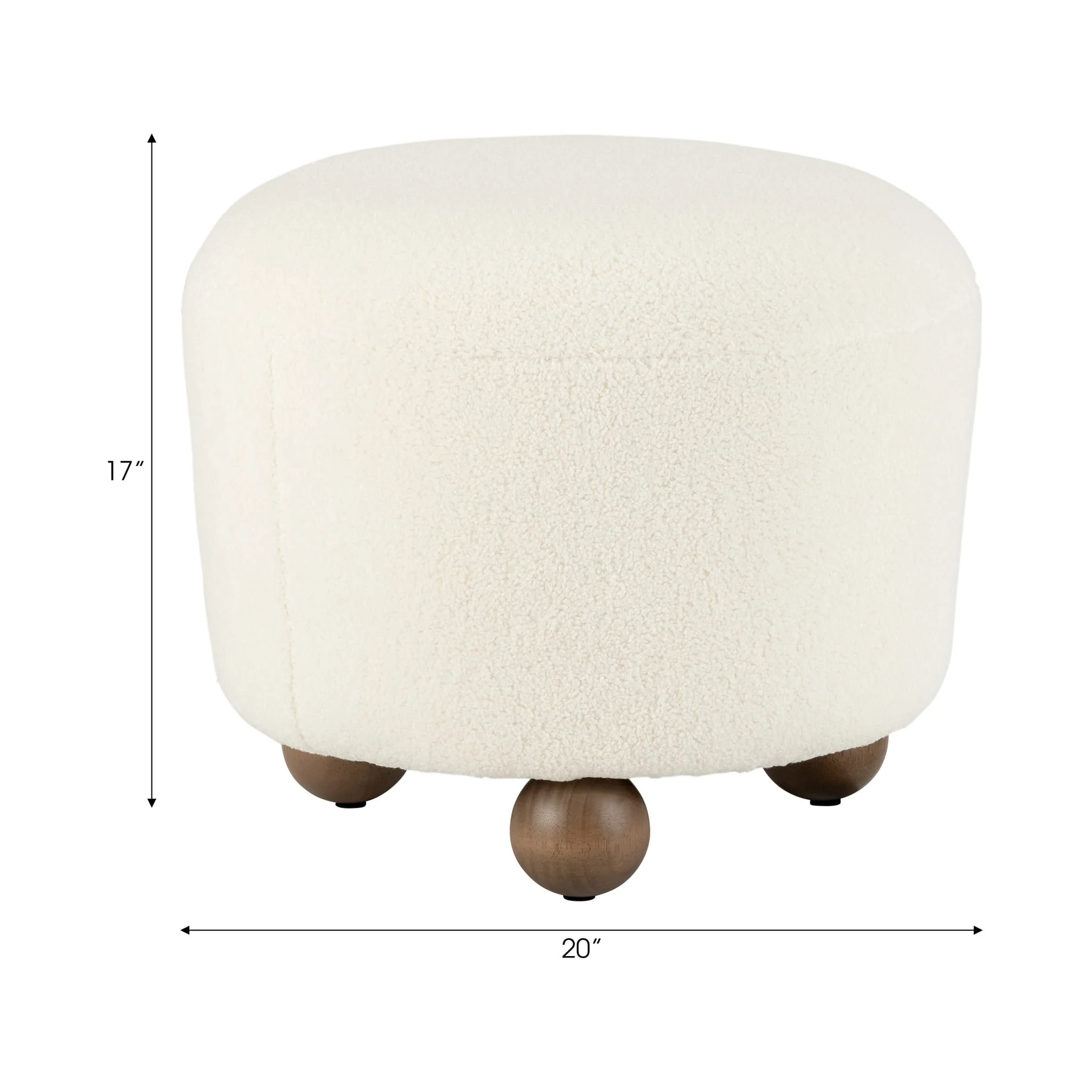 Round Ottoman W/ Ball Feet, Beige - Image 8