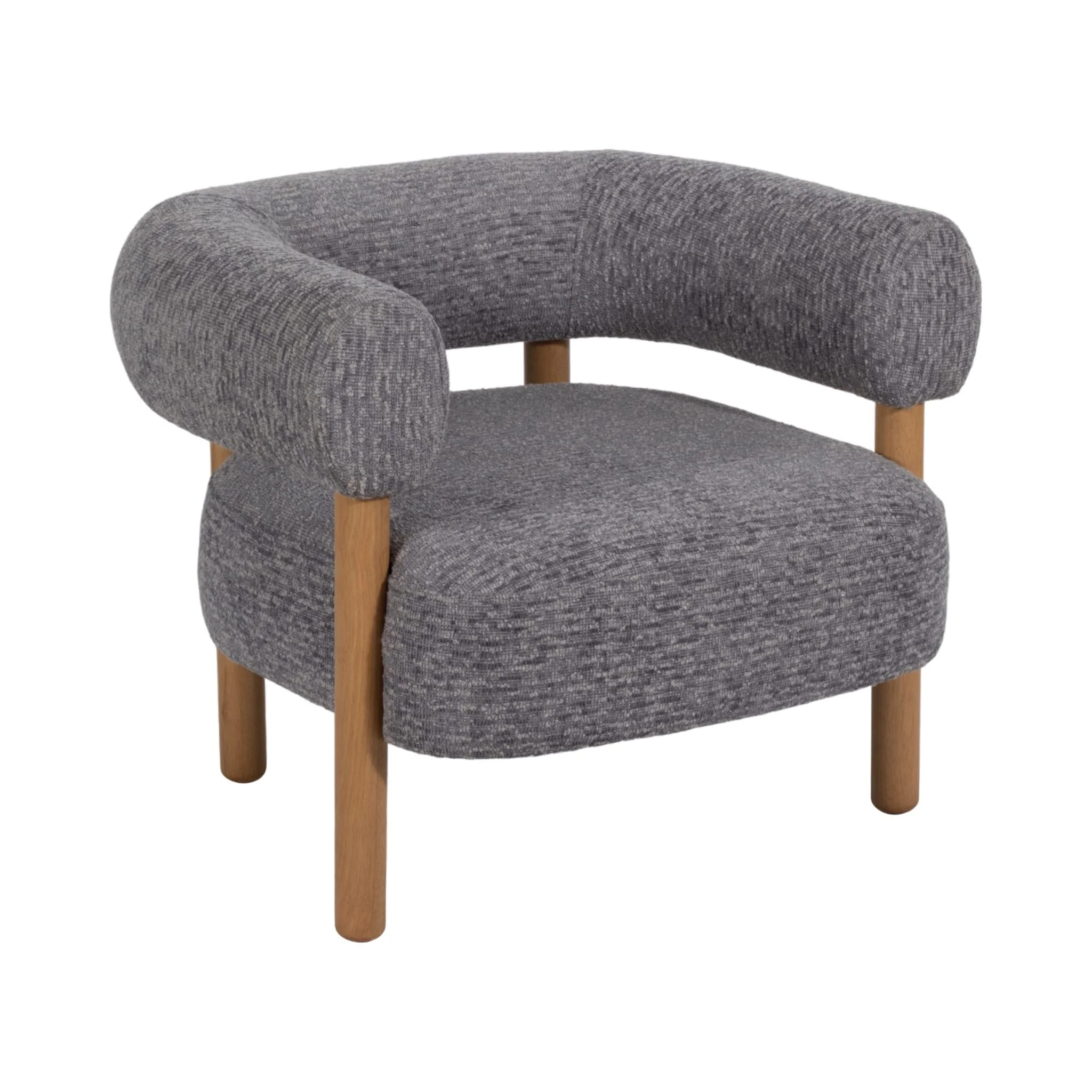 Roundback Accent Chair W/ Wood Legs, Gray - Image 2