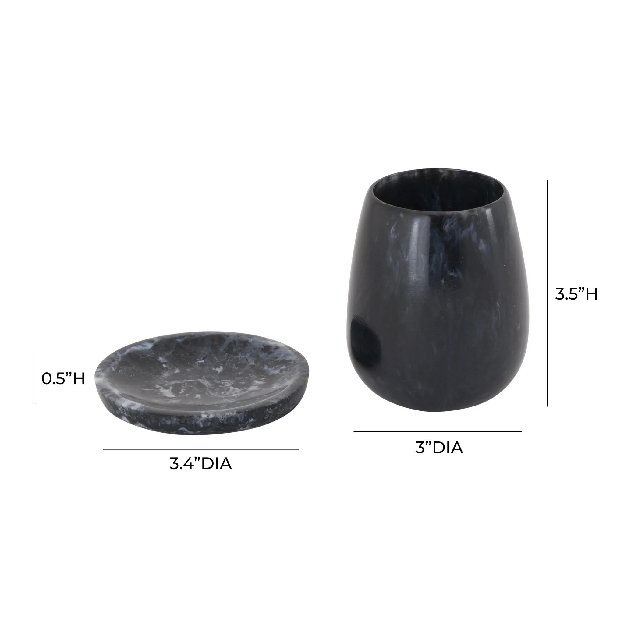 Rounded Black Swirl Resin Kiddush Cup - Image 4