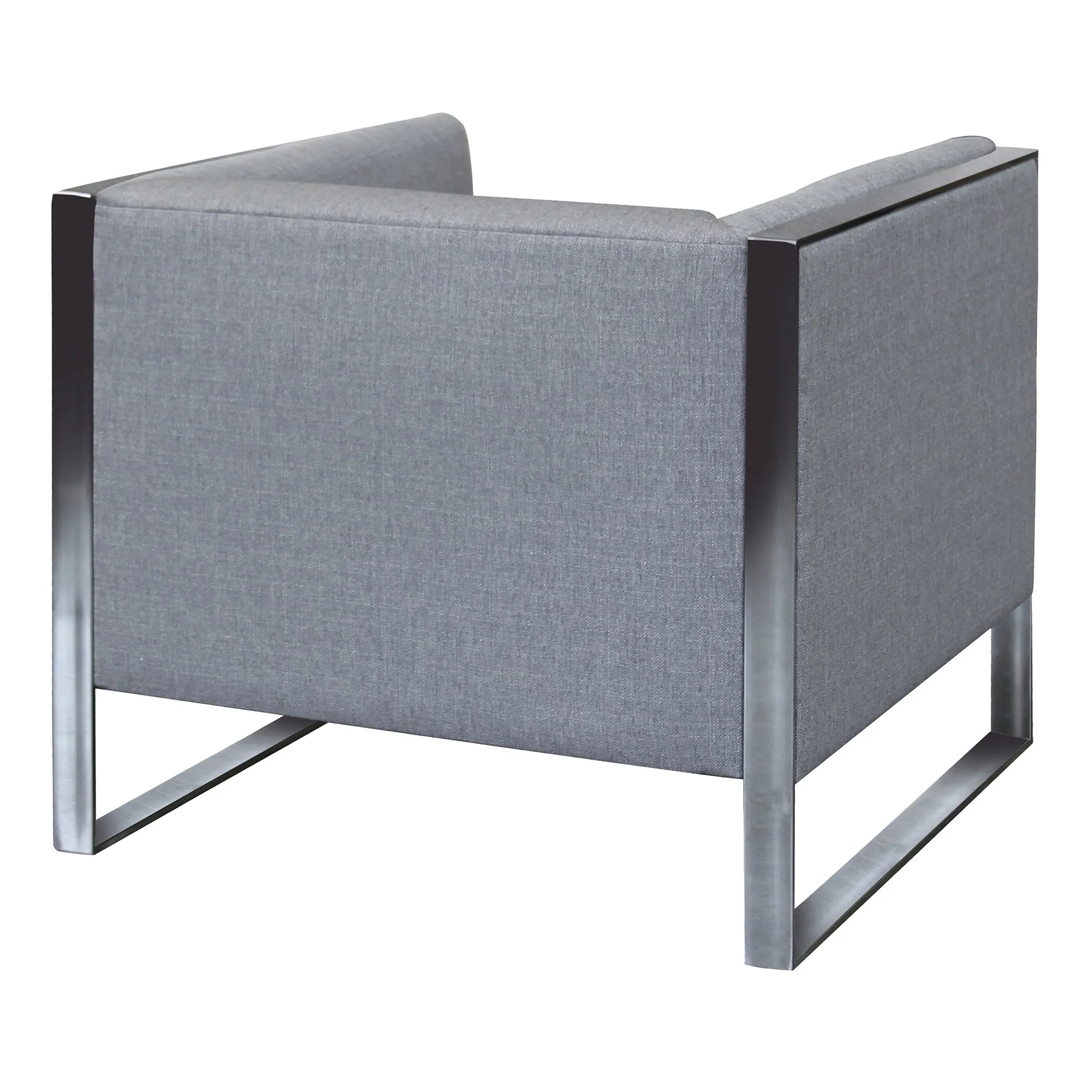 Royce Contemporary Chair With Polished Stainless Steel and Gray Fabric - Image 2