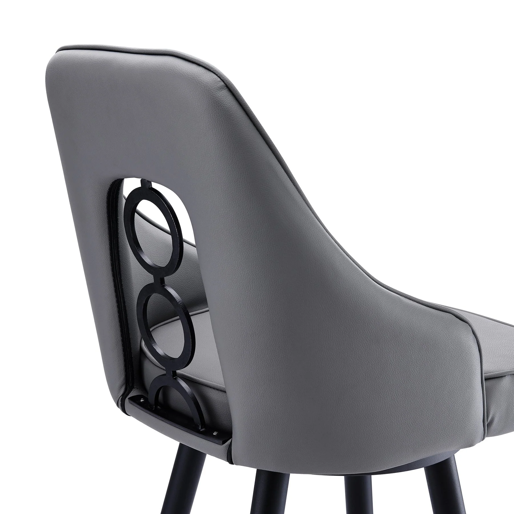 Ruby 26" Counter Height Swivel Gray Faux Leather and Black Metal Bar Stool - Image 5