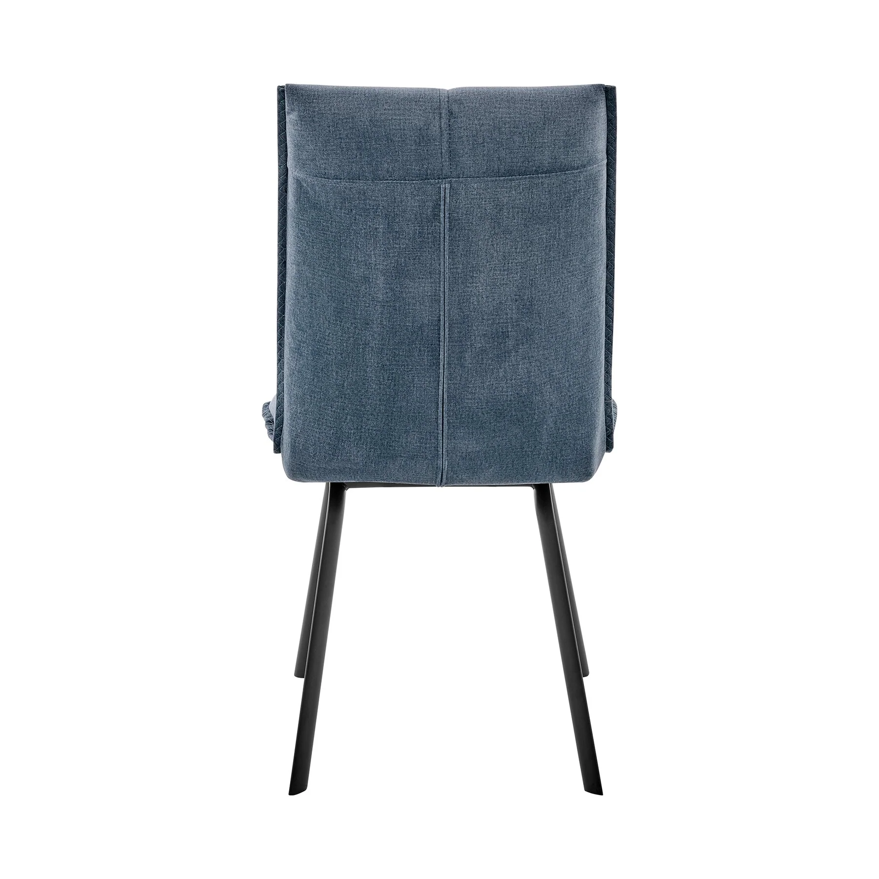 Rylee Dining Room Accent Chair in Blue Fabric and Black Finish - Set of 2 - Image 5