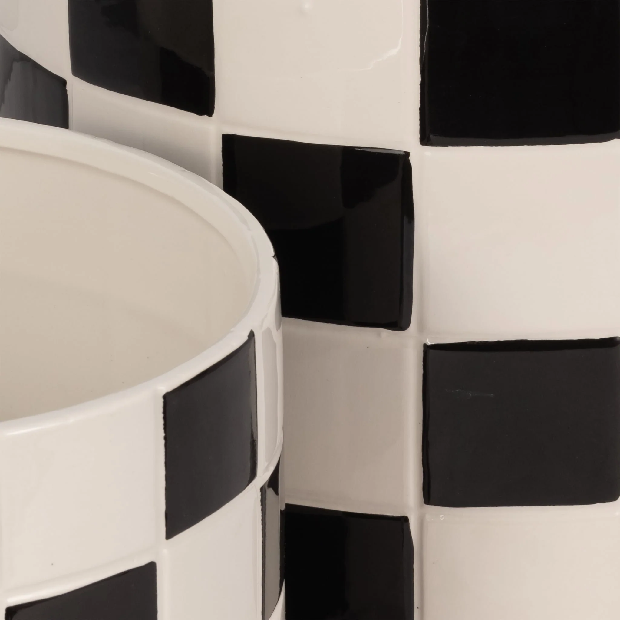 S/2 10/12" Checkerboard Planters, Black - Image 5