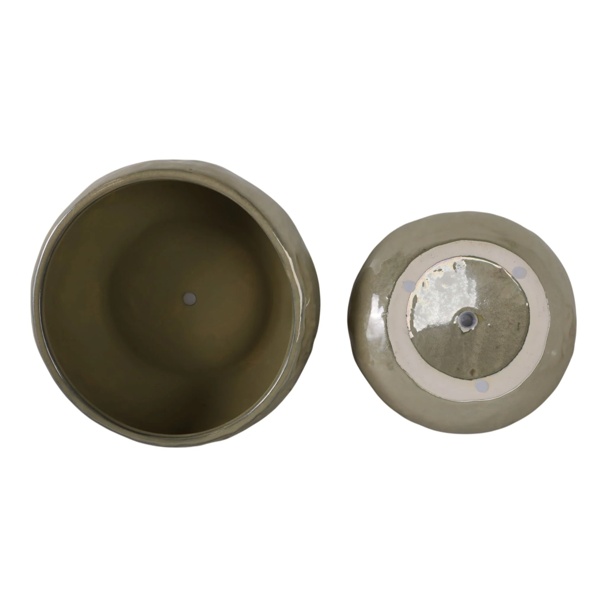 S/2 10/12" Iridescent Bowl Planters, Green - Image 6