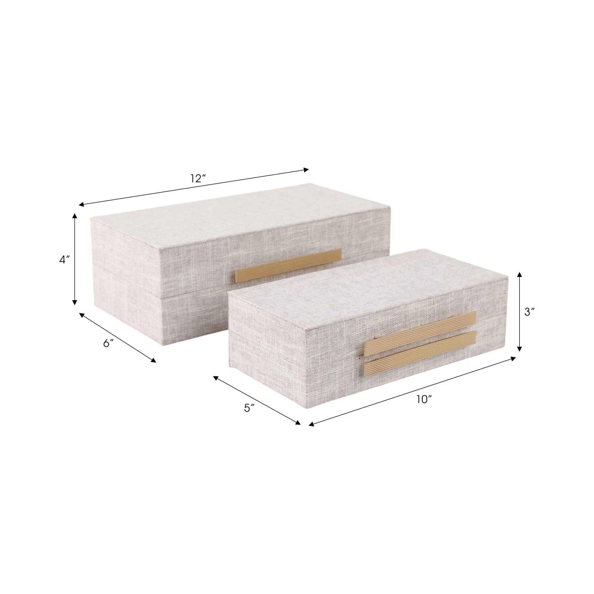 S/2 10/12" Rectangular Boxes Double Hardware, Wht - Image 8
