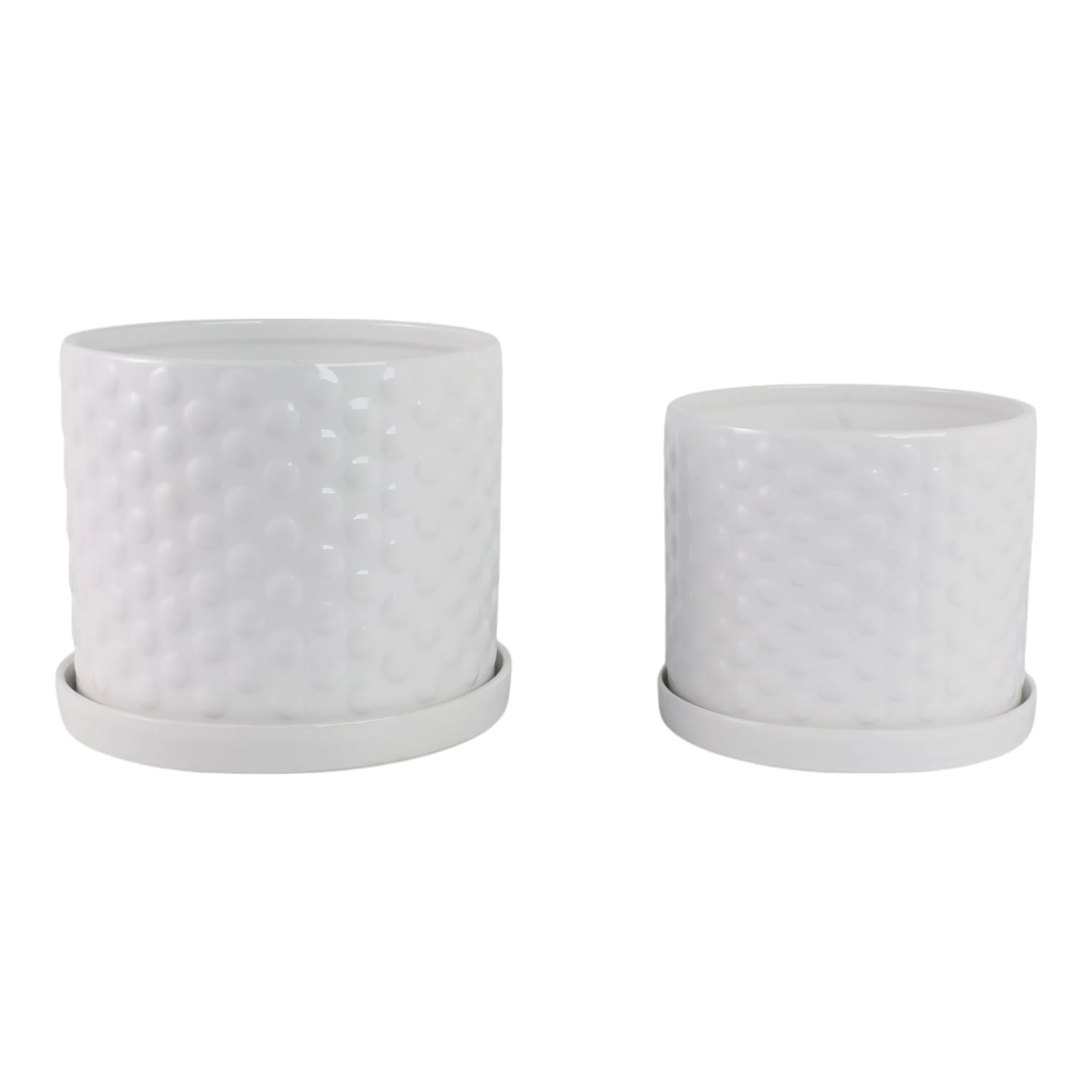 S/2 10/12" Small Bubble Planter, White