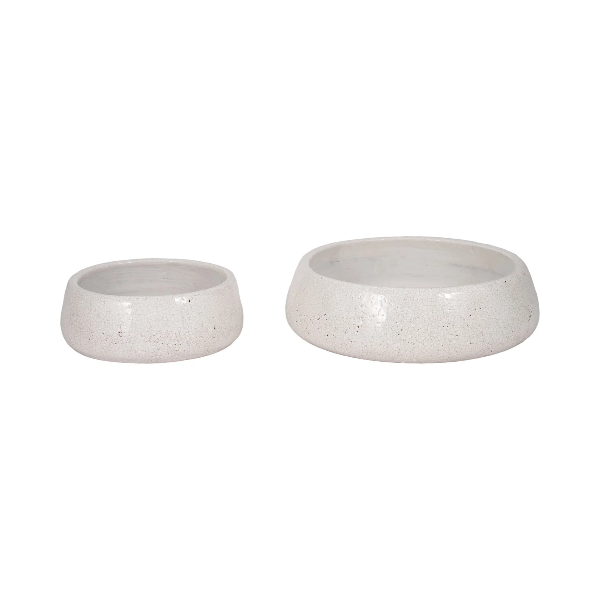 S/2 10/14" Bowls, White Crackle