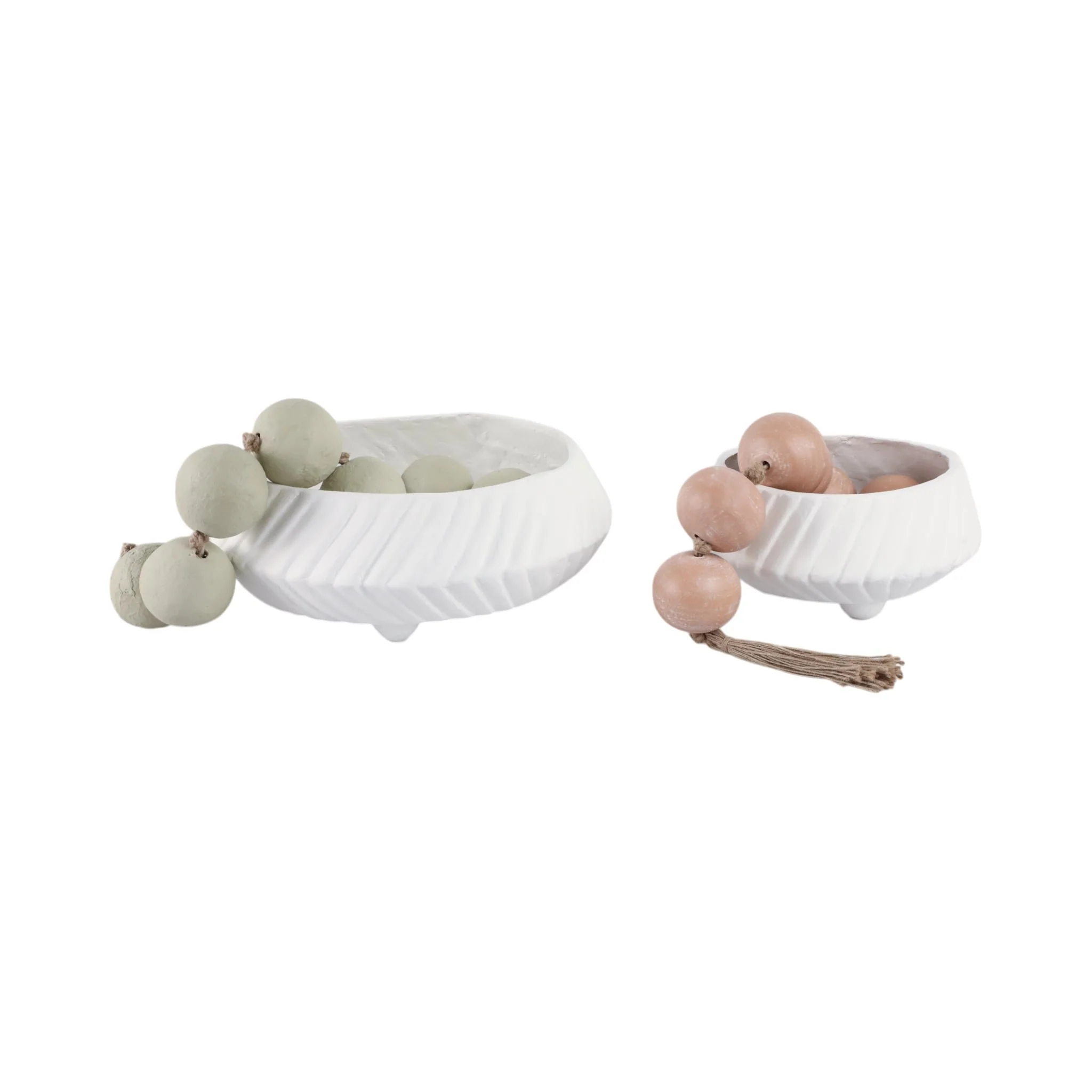 S/2 11/15" Tapered Ecomix Bowls With Lines, White - Image 2