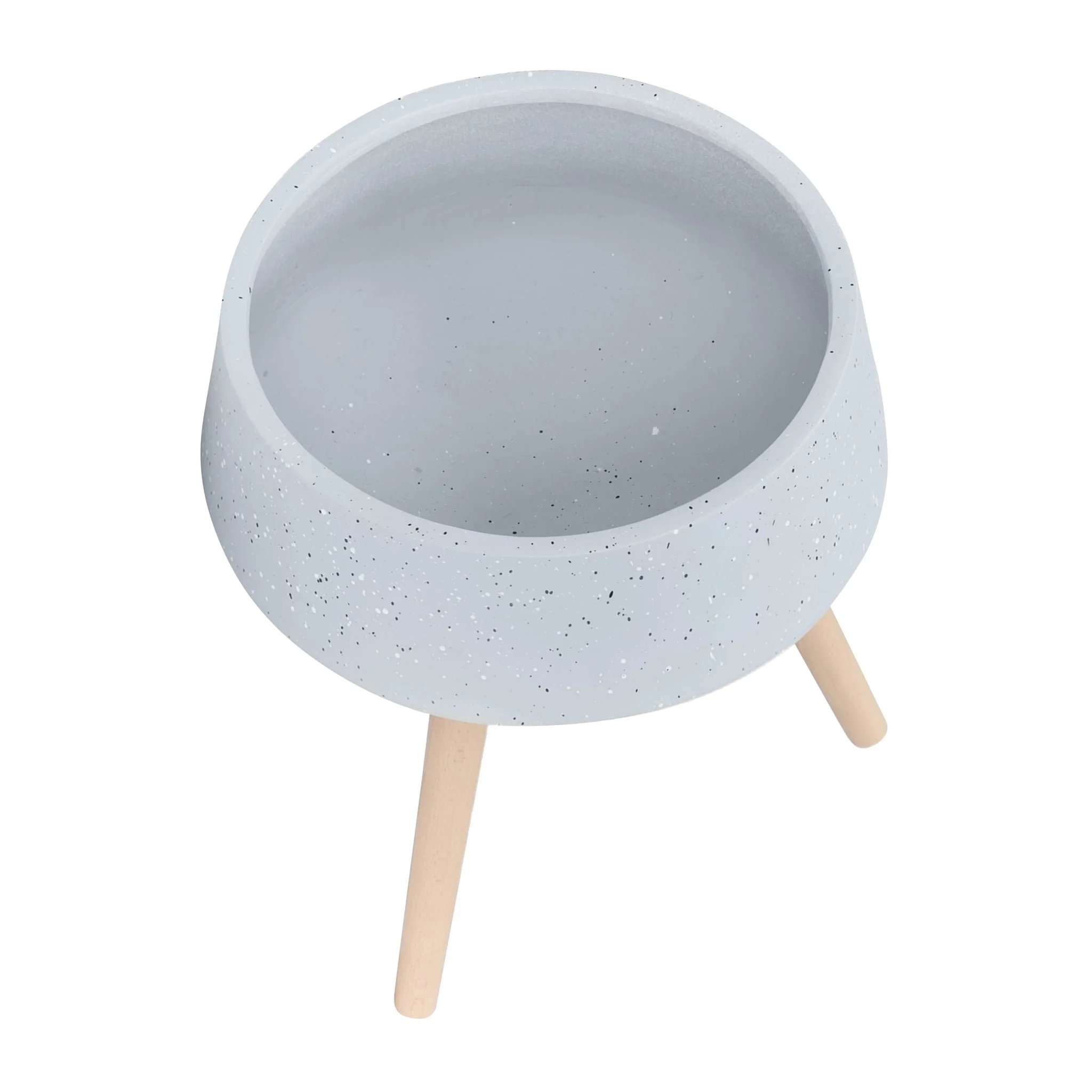 S/2 11/15" Terrazzo Planter W/ Wood Legs, Gray - Image 4