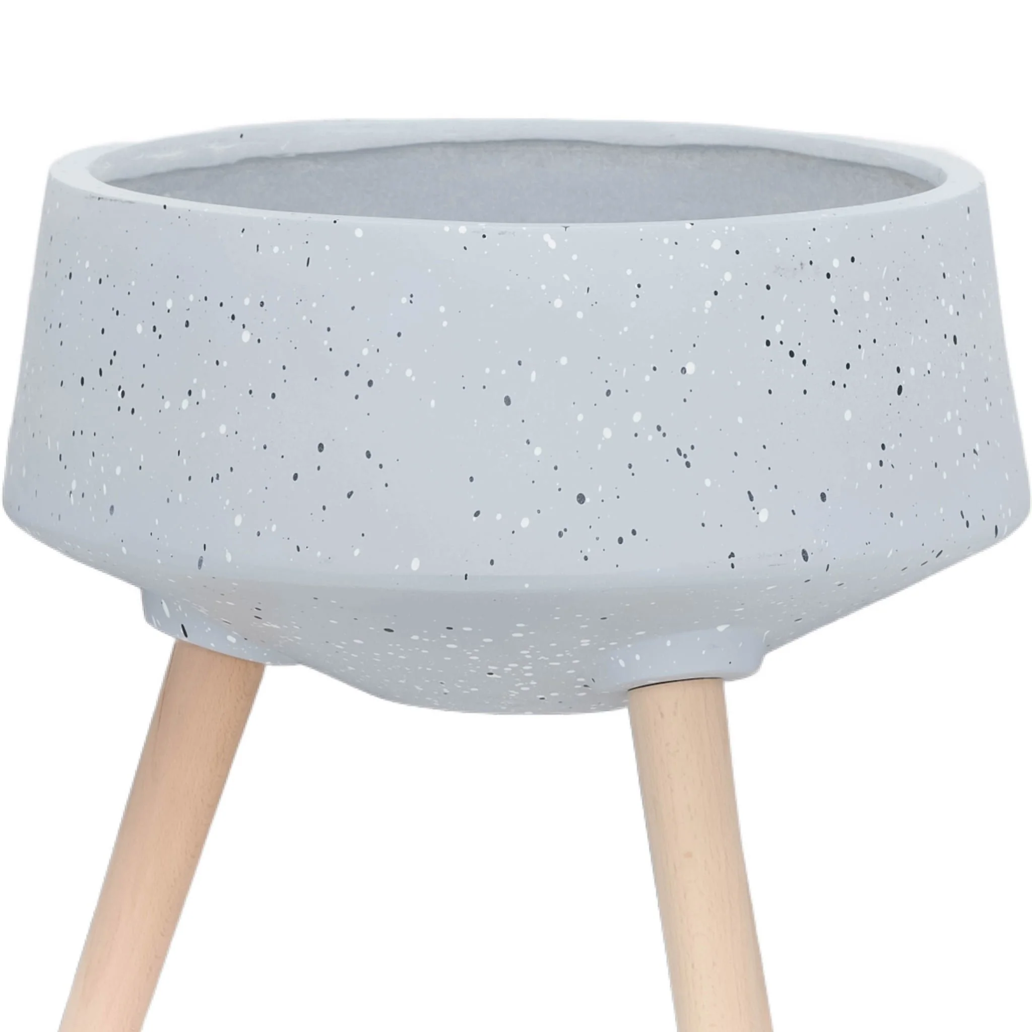 S/2 11/15" Terrazzo Planter W/ Wood Legs, Gray - Image 6