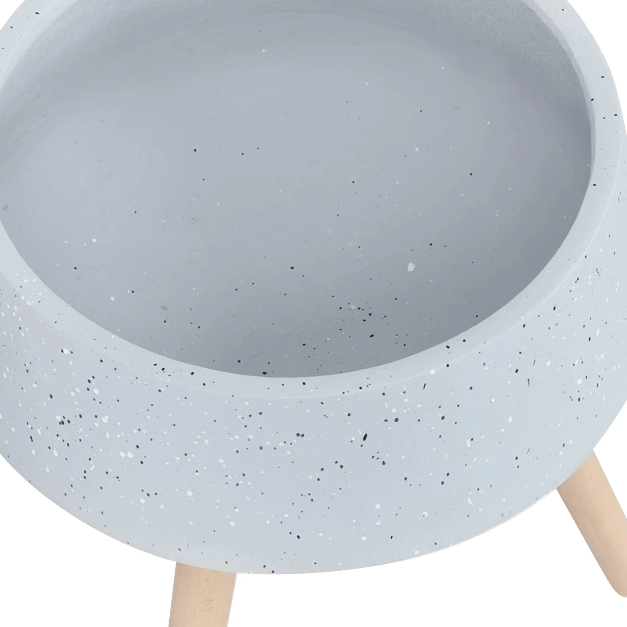 S/2 11/15" Terrazzo Planter W/ Wood Legs, Gray - Image 7