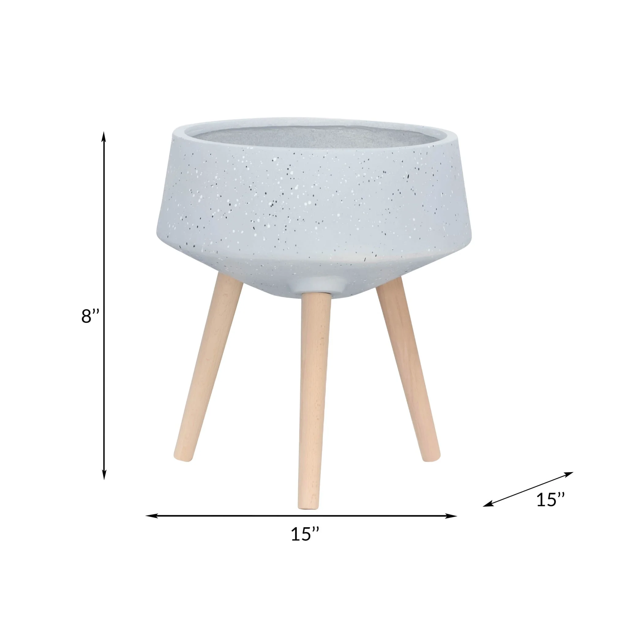 S/2 11/15" Terrazzo Planter W/ Wood Legs, Gray - Image 8