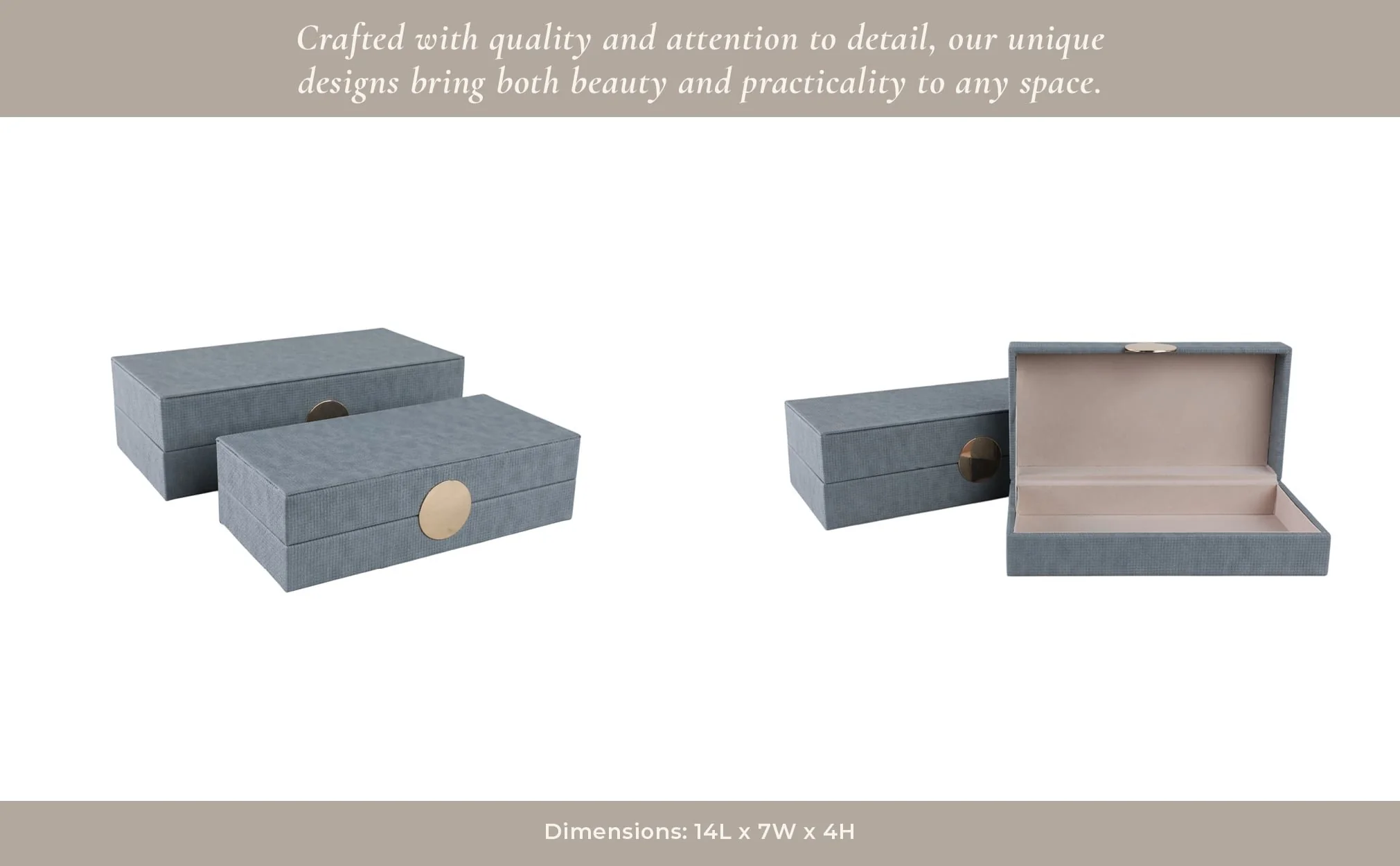 S/2 12/14" Rectangular Faux Leather Boxes, Blue - Image 10