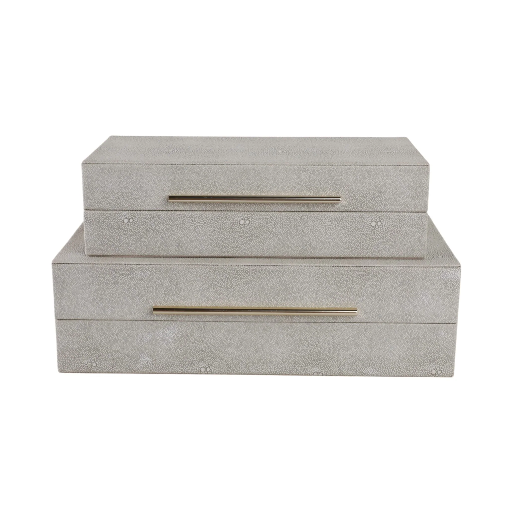 S/2 12/14" Rectangular Shagreen Boxes, Ivory - Image 5