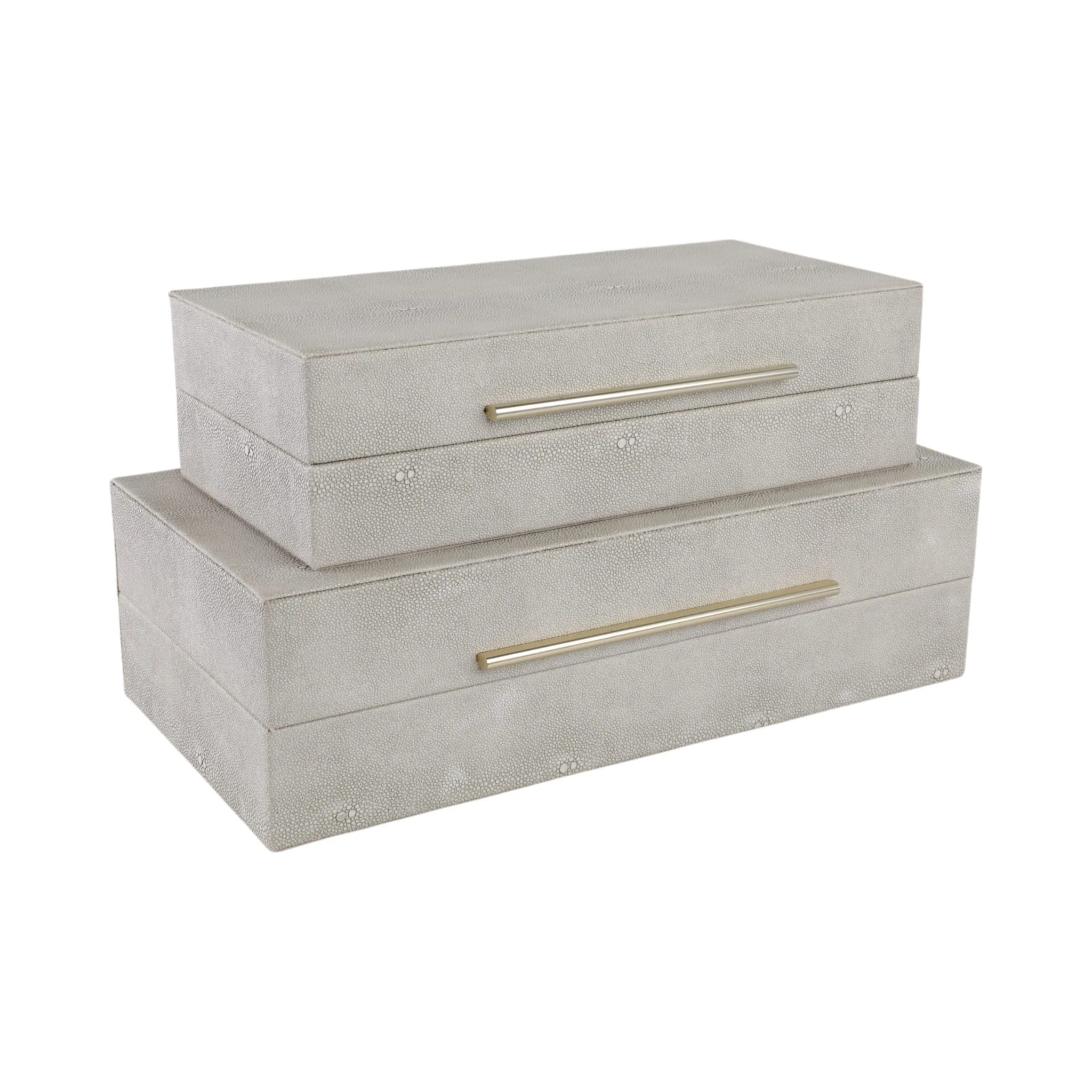 S/2 12/14" Rectangular Shagreen Boxes, Ivory - Image 6