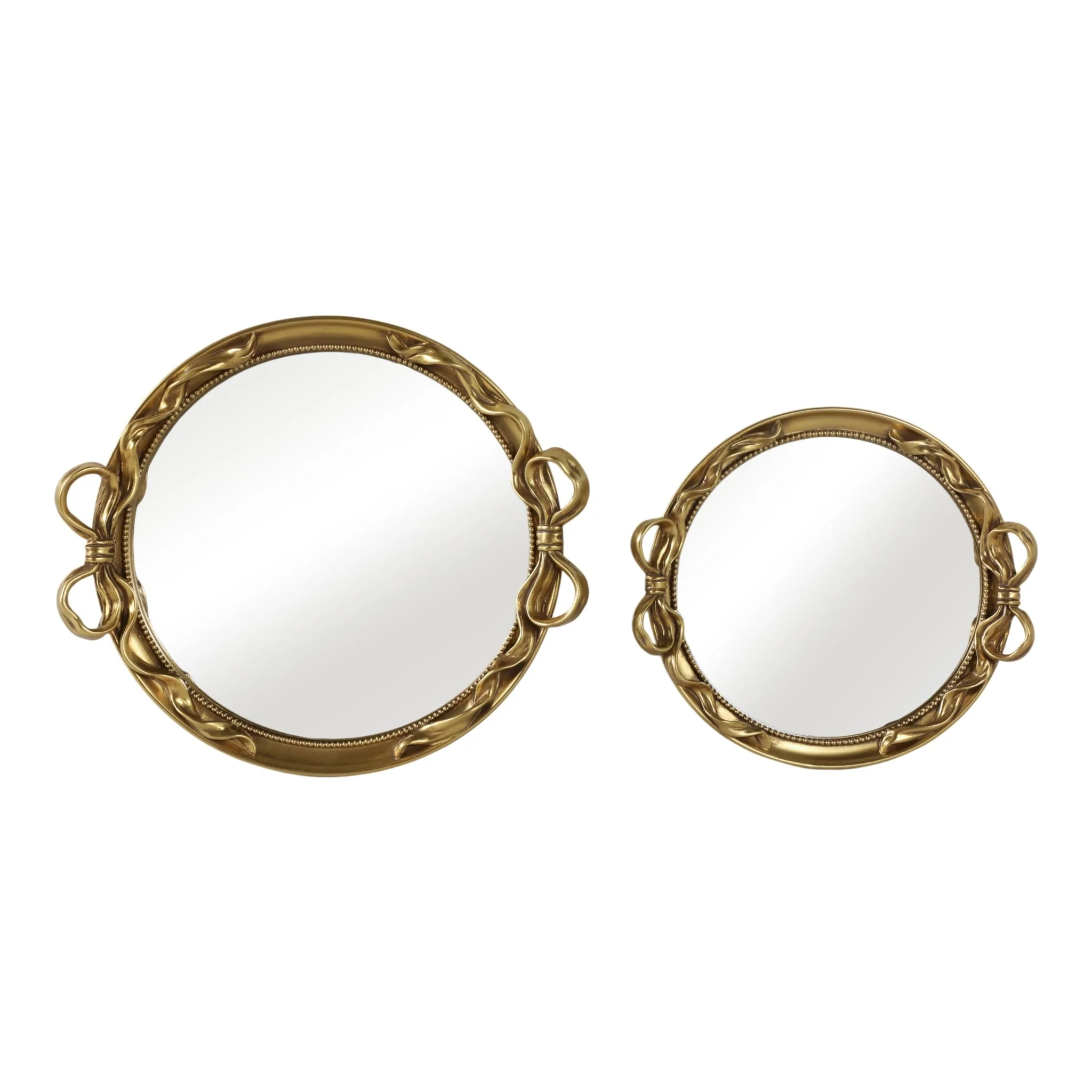 S/2 12/16" Coquette Bow Trays, Gold - Image 6