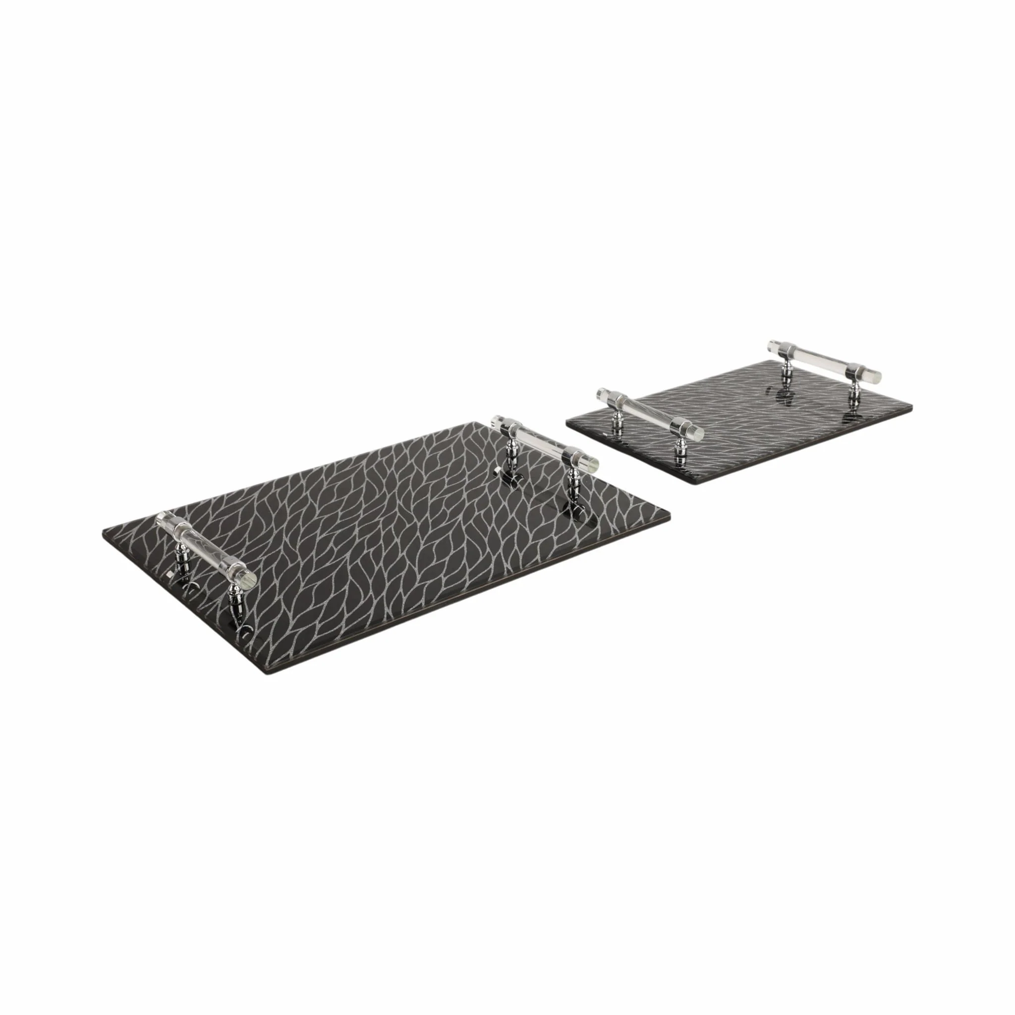 S/2 12/16" Sparkly Glass Trays, Black - Image 2
