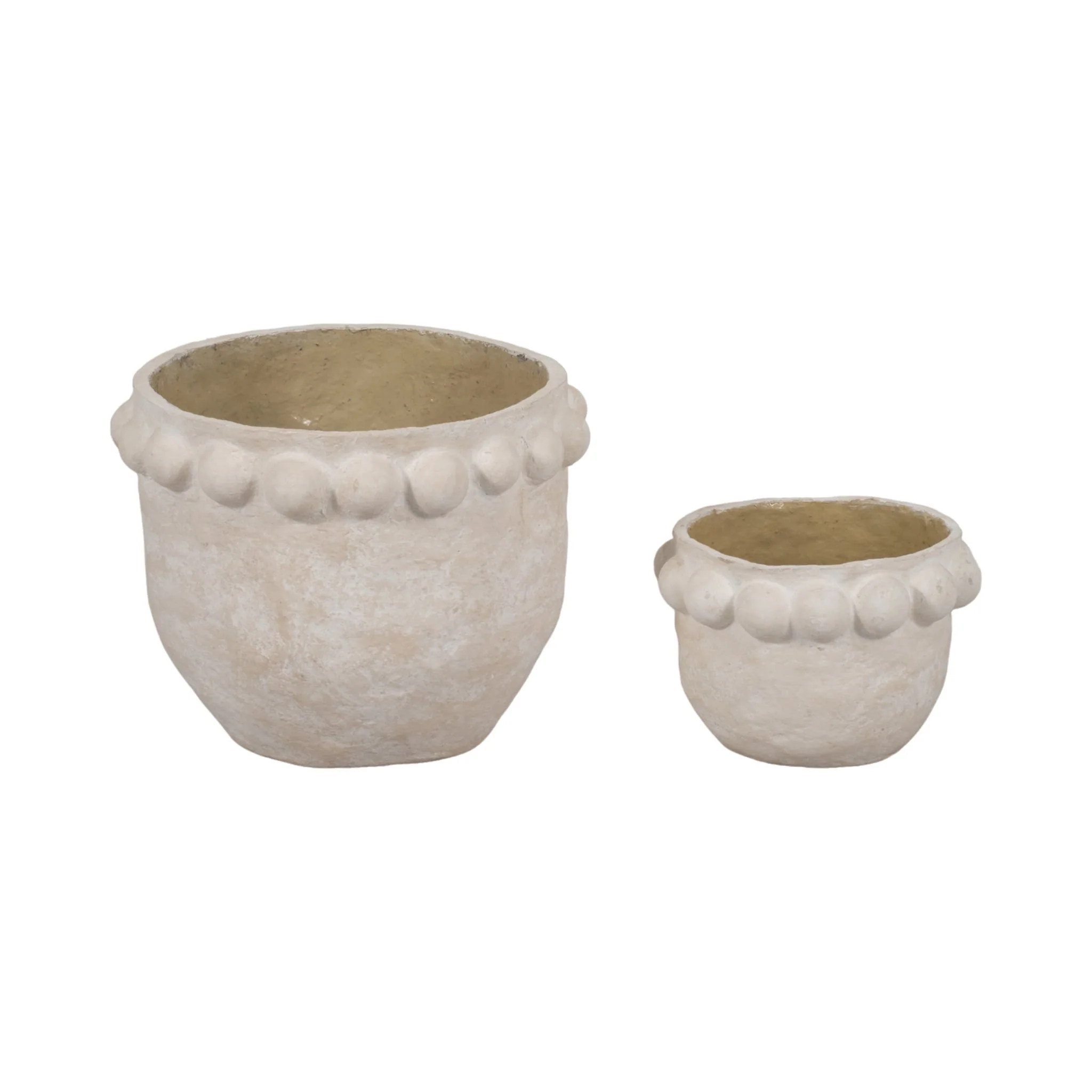S/2 13/20" Paper Mache Bubble Rim Planters, White - Image 2