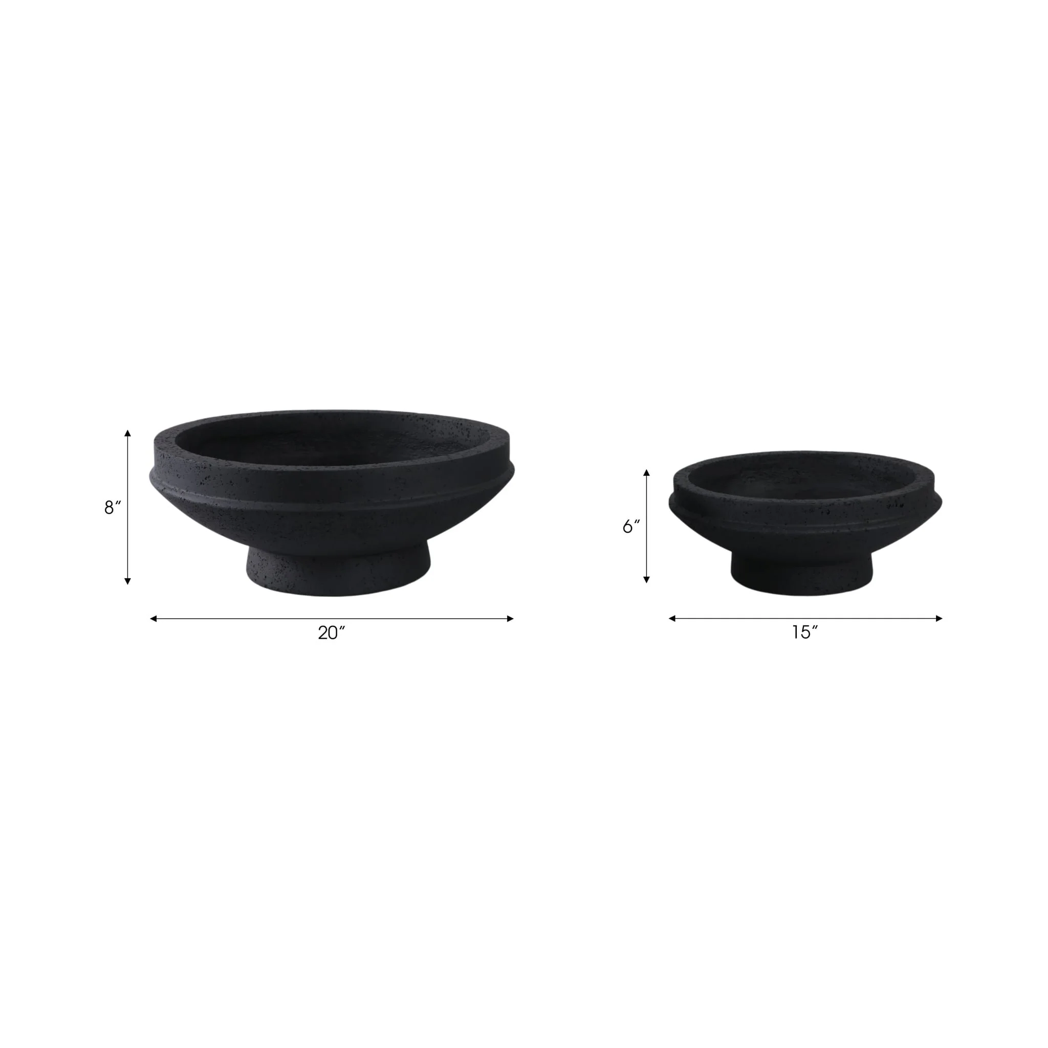 S/2 15/20" Pedestal Bowl Planters, Black - Image 7