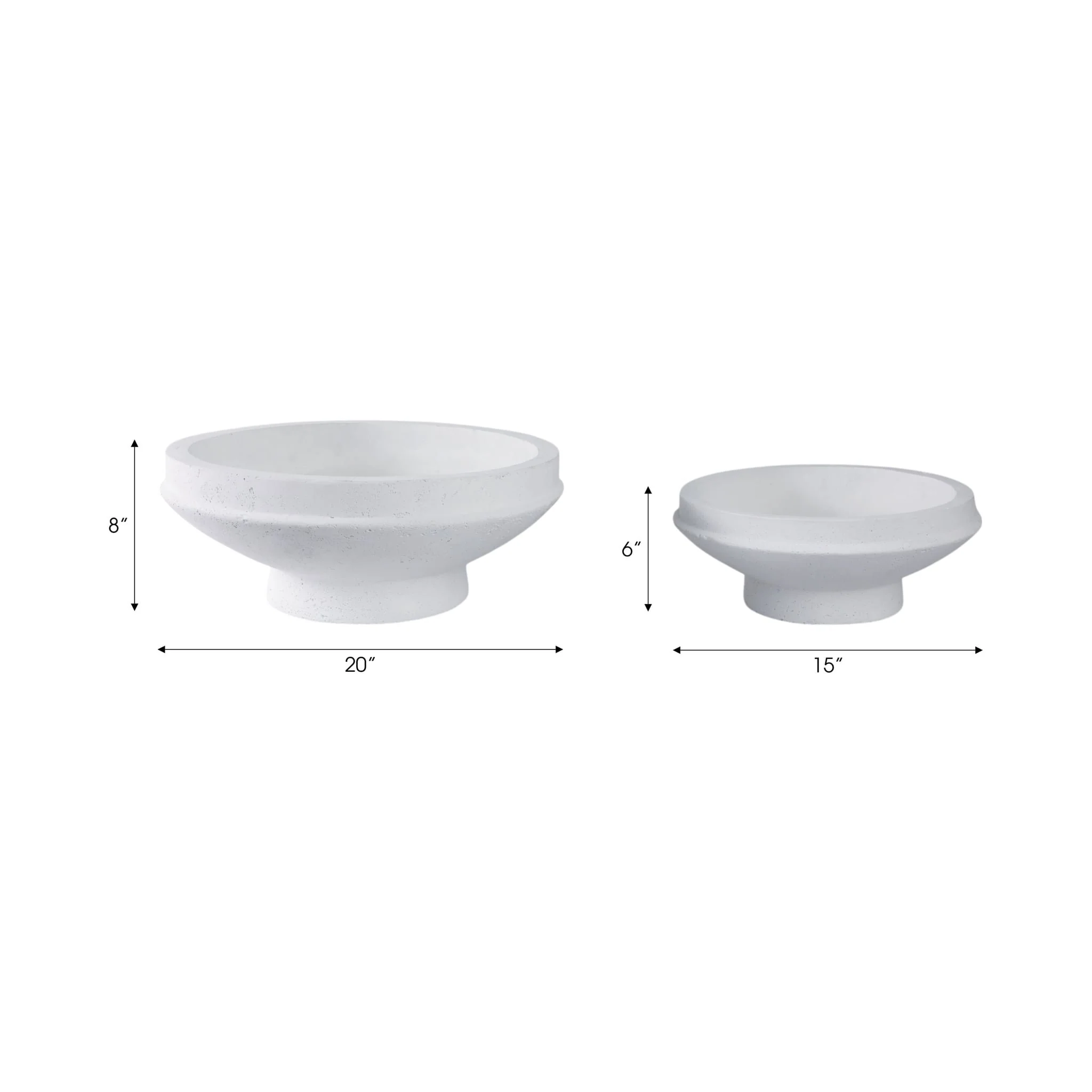 S/2 15/20" Pedestal Bowl Planters, White - Image 7