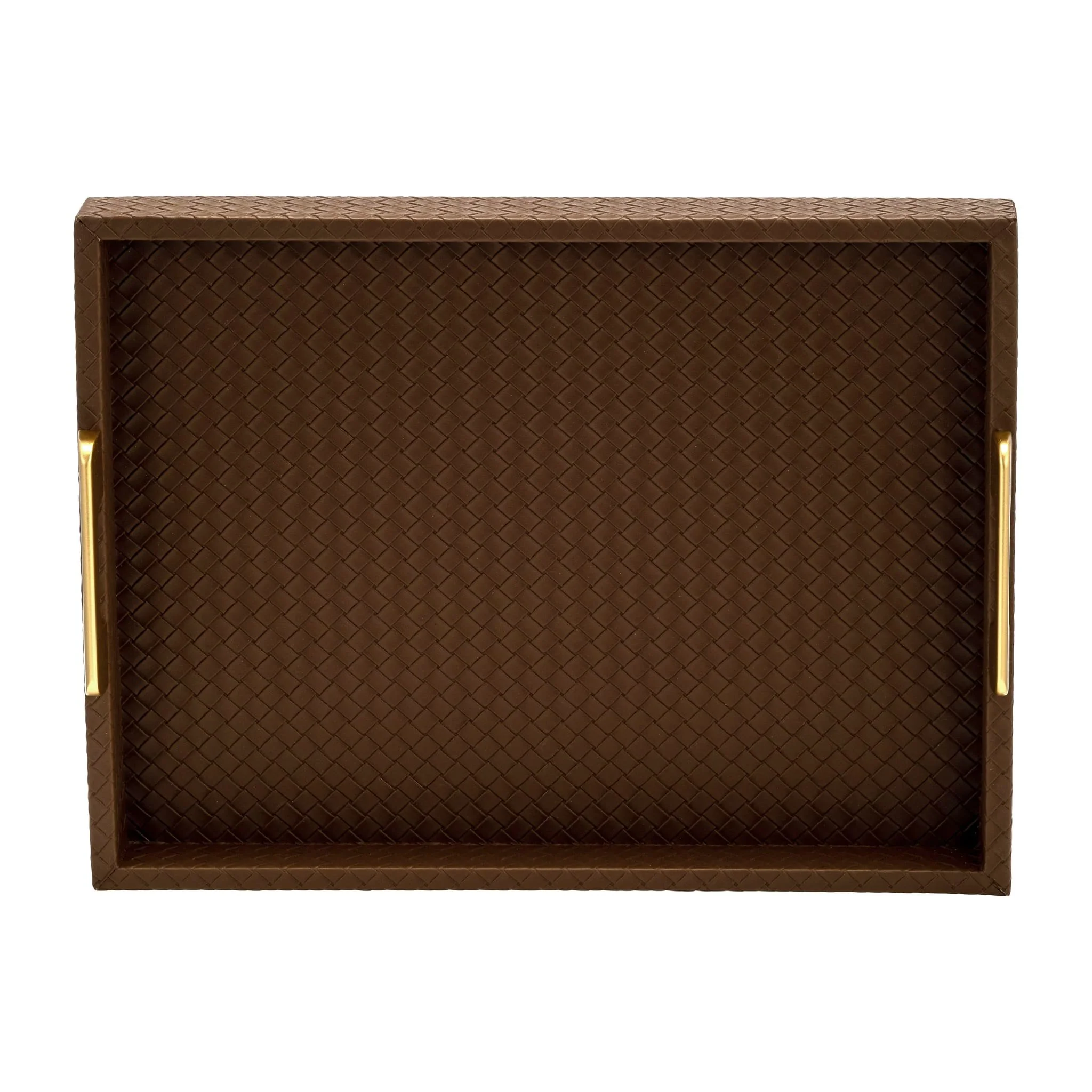 S/2 16/18"l Faux Leather Weave Trays, Cognac - Image 7