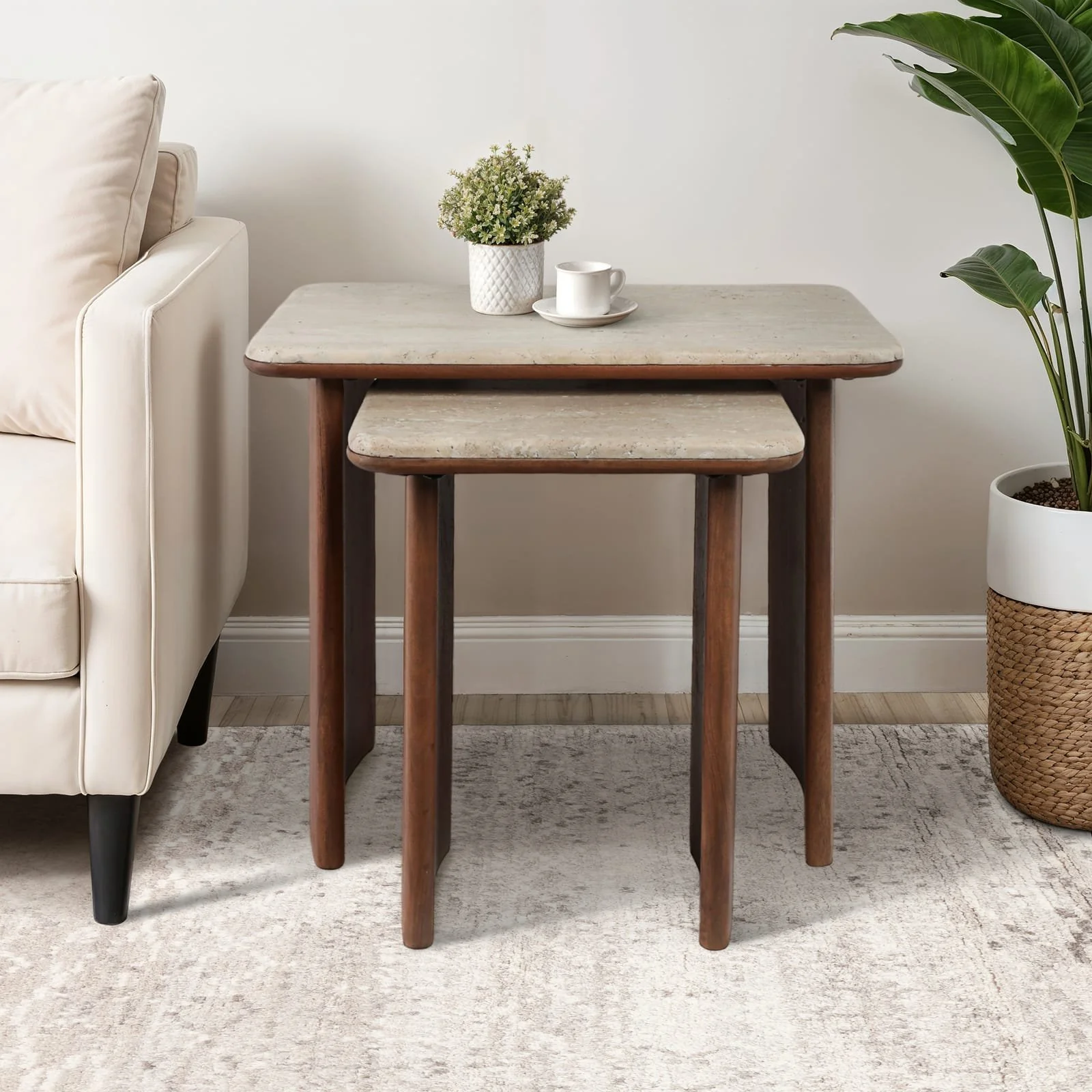 S/2 19/21" Nested Travertine Side Tables, Kd/2bx - Image 10