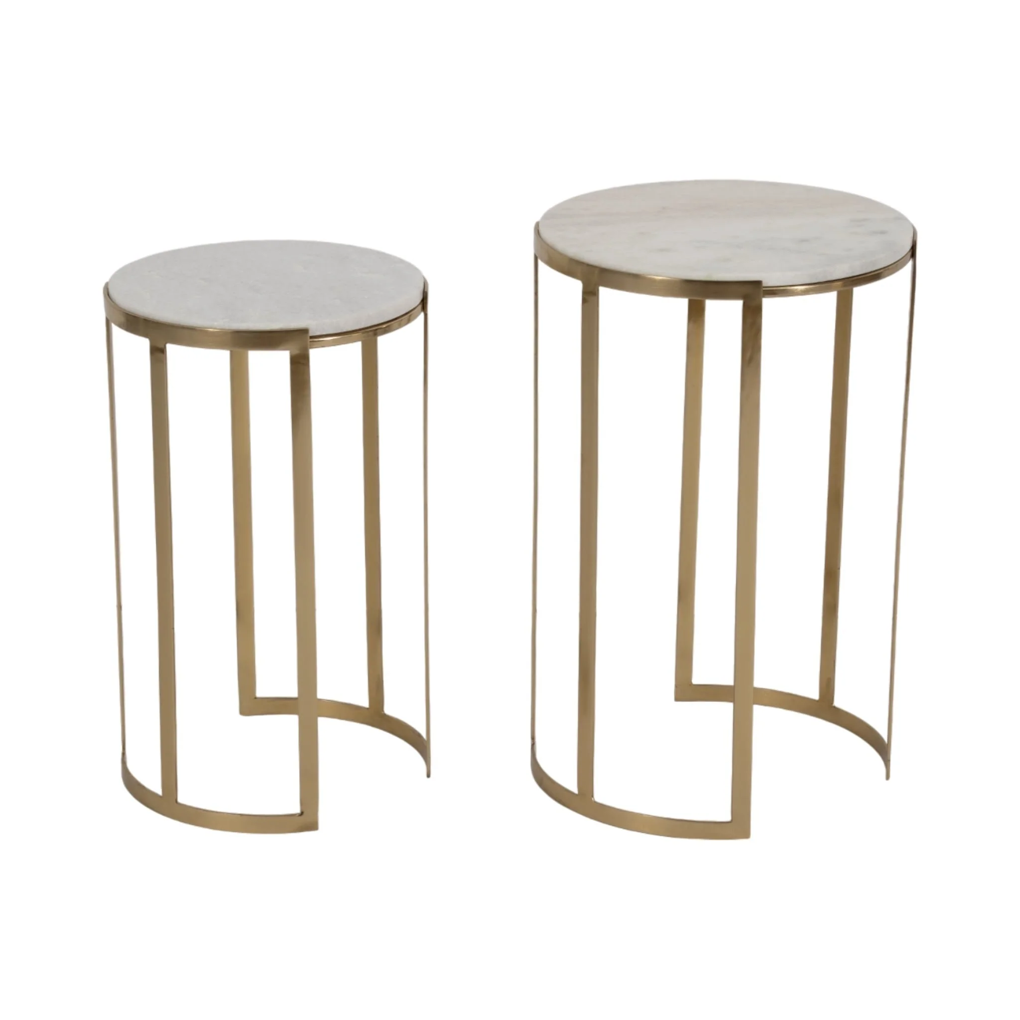 S/2 20/22" Morwar Marble Top Accent Tables, White/ - Image 2