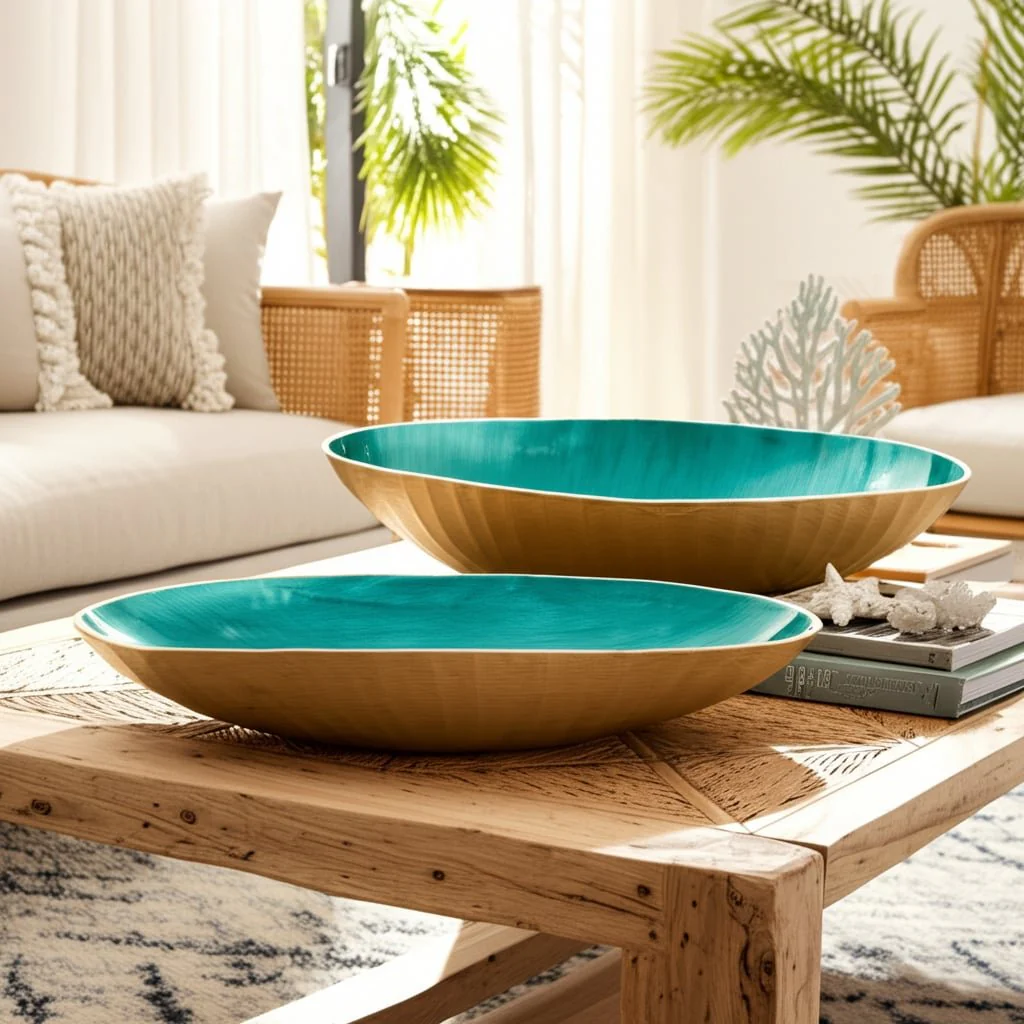 S/2 20/23" Oval Metal Bowl W/ Enamel, Blue/gold - Image 11
