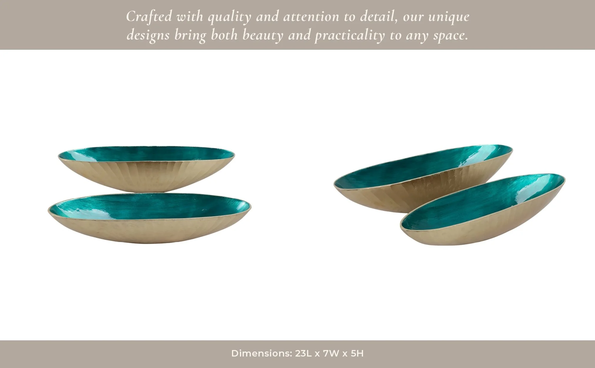 S/2 20/23" Oval Metal Bowl W/ Enamel, Blue/gold - Image 12