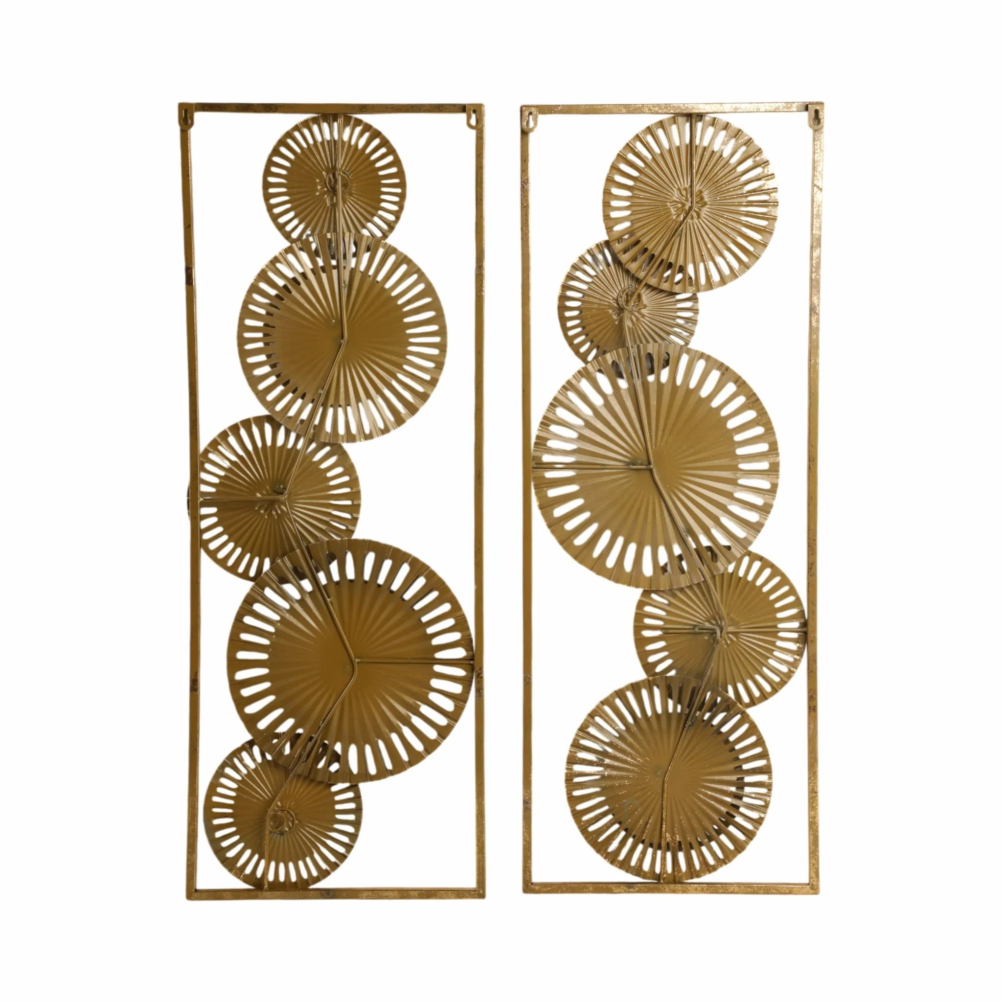 S/2 32" Pierced Disc Metal Wall Panels, Gold Multi - Image 6