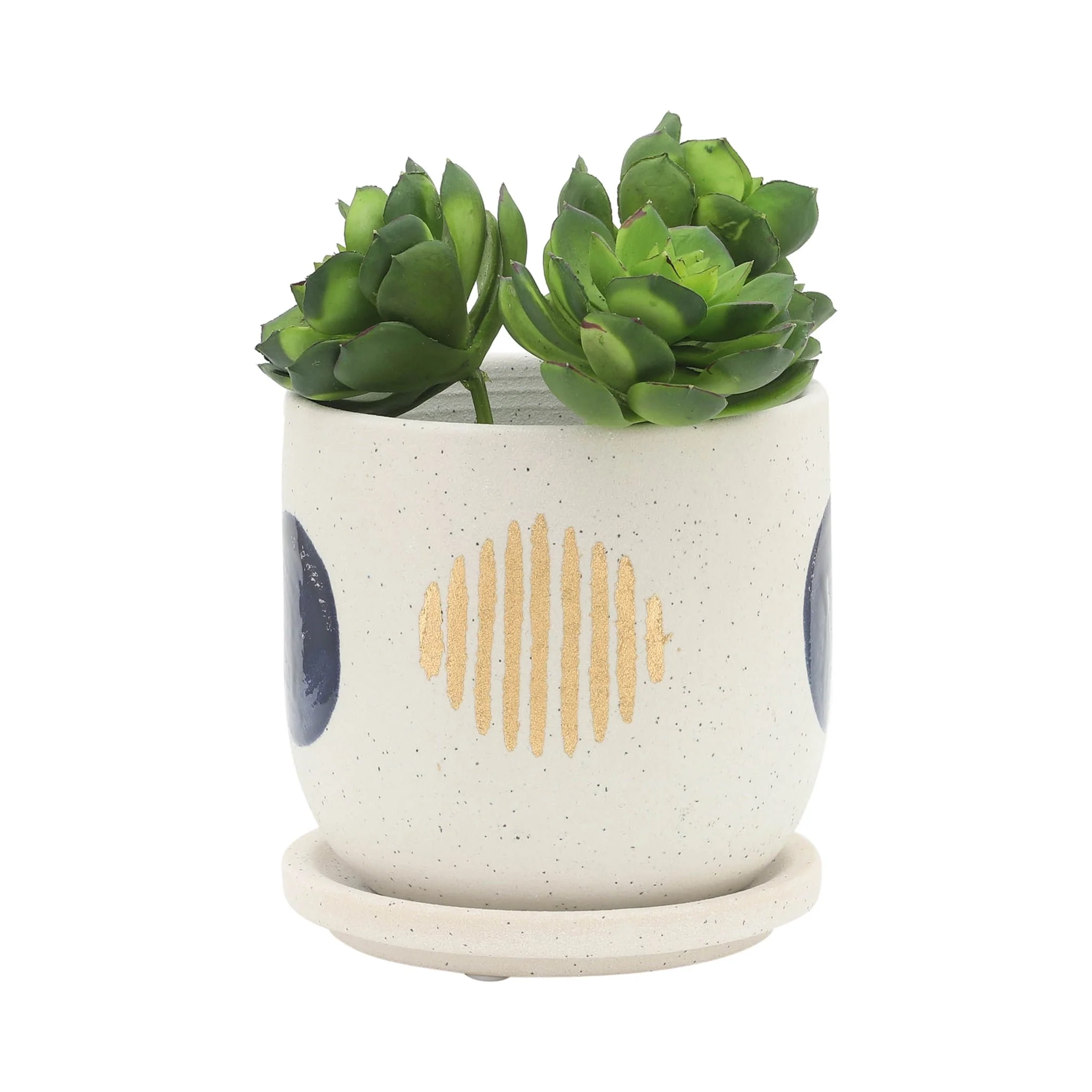 S/2 5/6" Funky Planter W/ Saucer, White - Image 3
