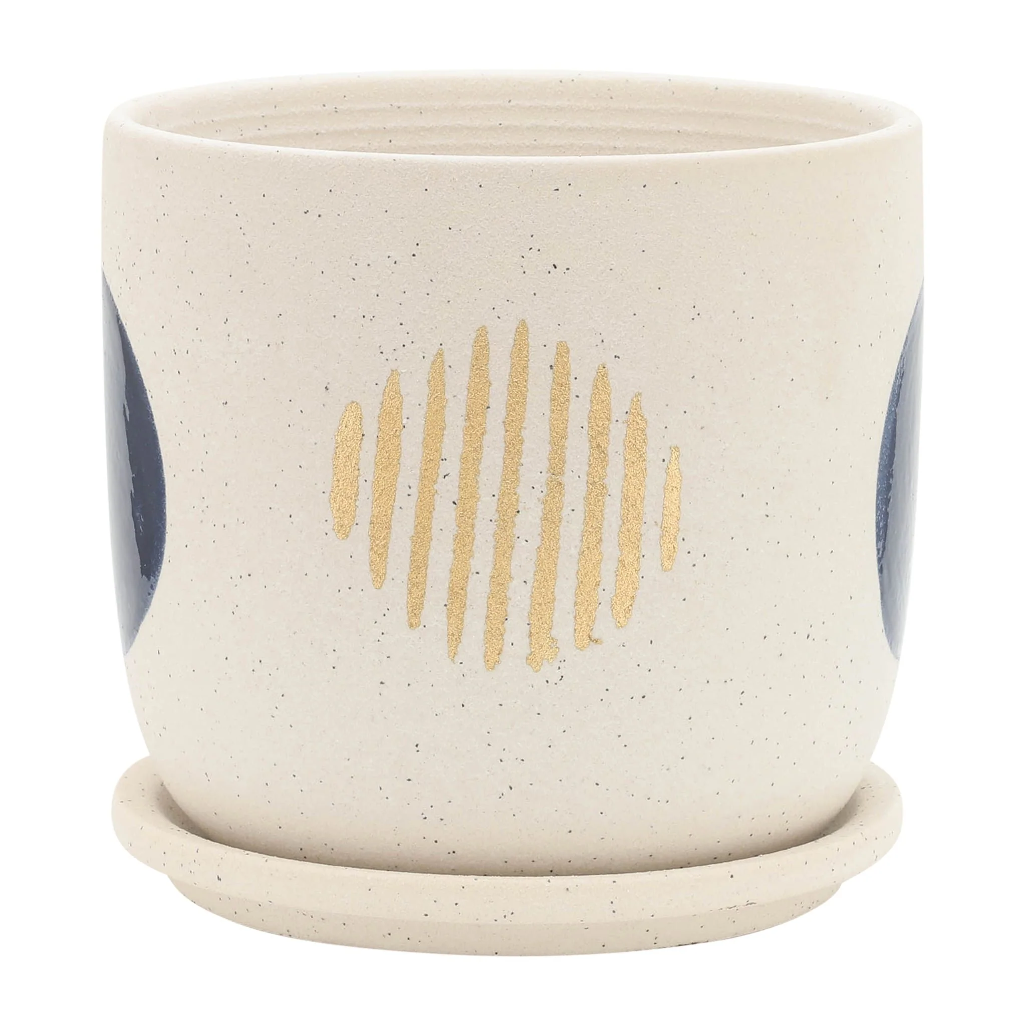 S/2 5/6" Funky Planter W/ Saucer, White - Image 5